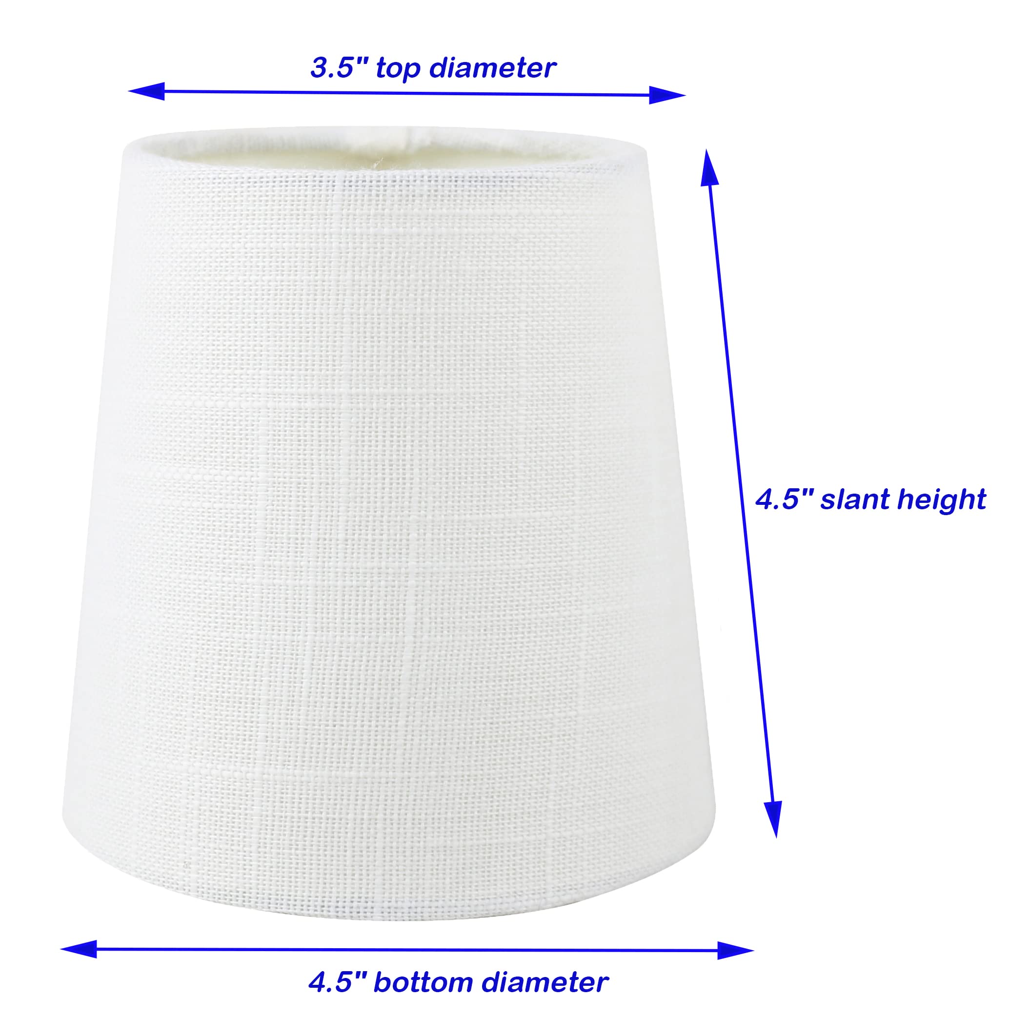 Meriville Set Of 6 Off White Linen Clip On Chandelier Lamp Shades, 3.5-Inch By 4.5-Inch By 4.5-Inch