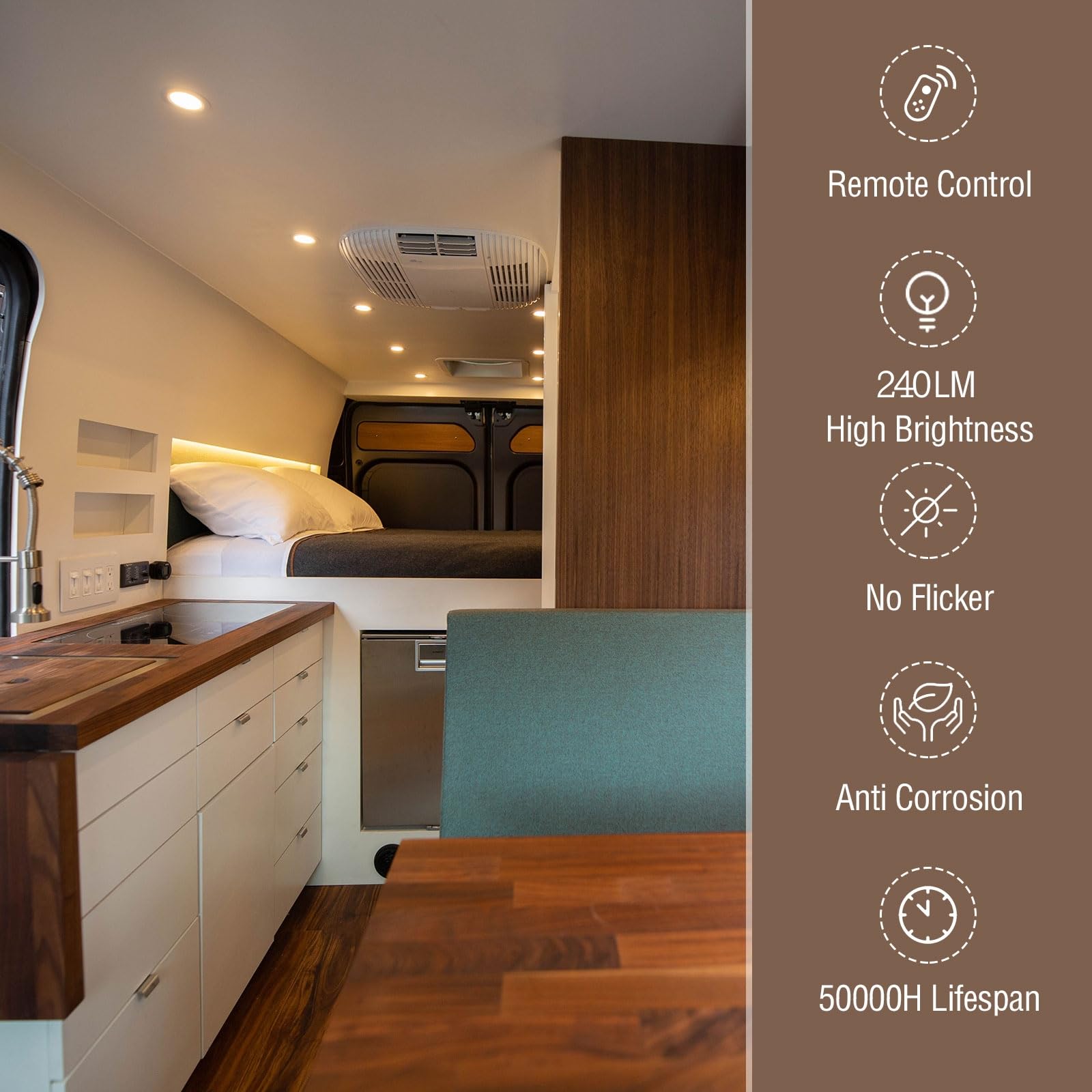 Aloveco 12V Rv Interior Lights, 12V Led Lights For Rv 2700-6000K 12V Recessed Lights Remote Control Dimmable Waterproof Camper I