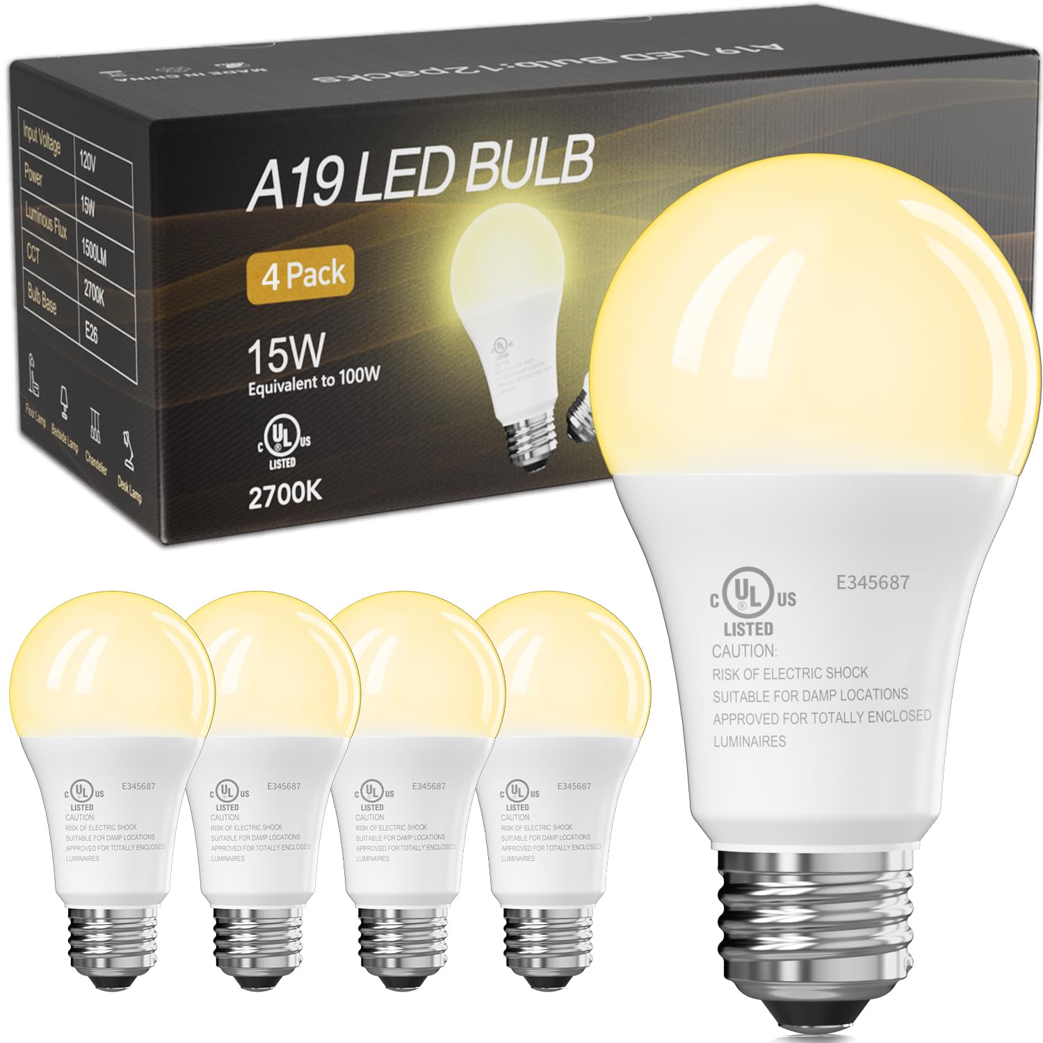 Tjoy Led Light Bulbs, 100 Watt Equivalent A19 Led Bulbs, Soft Warm White 2700K, Energy Saving Lightbulbs With E26 Standard Base,