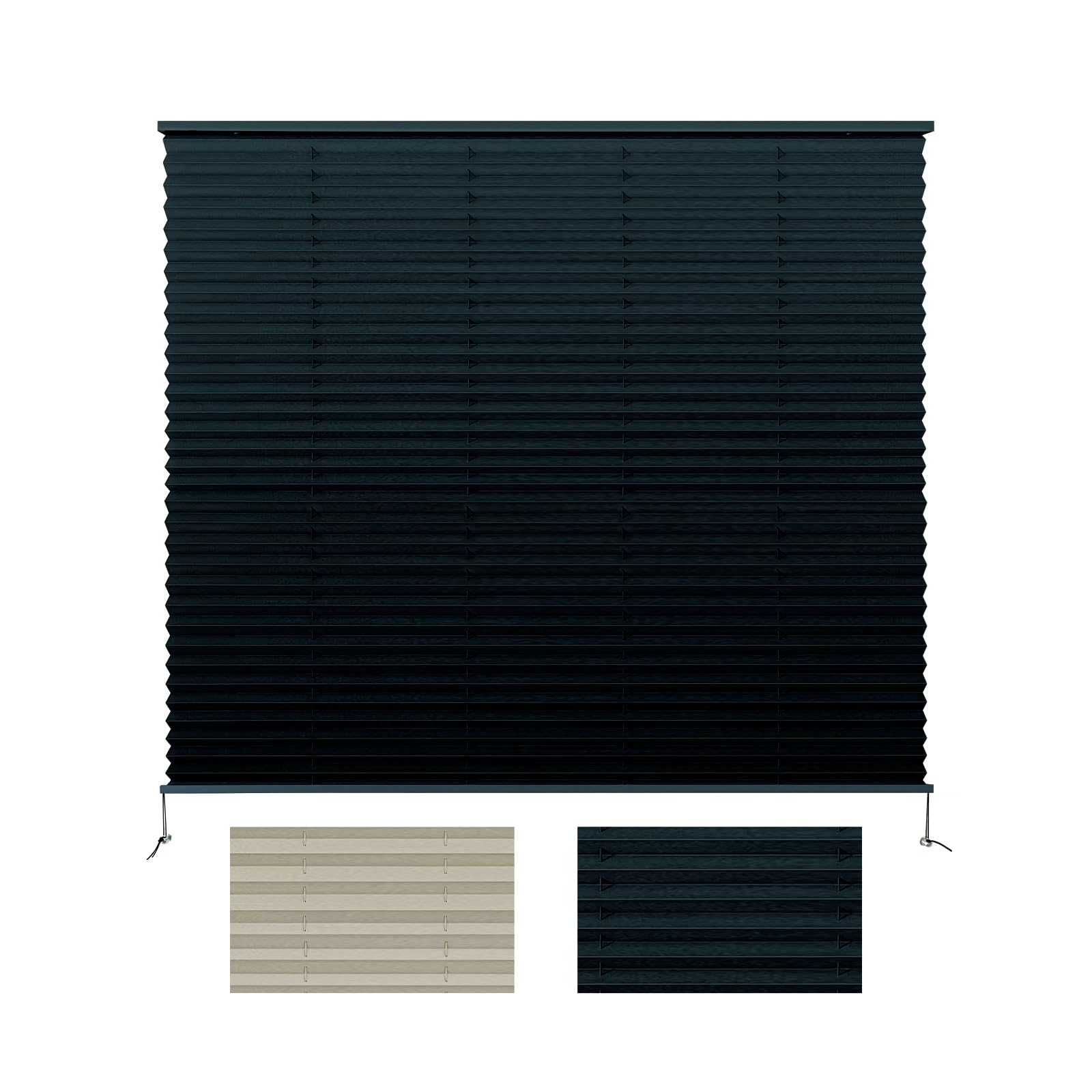 SHADEPLUS RV Blinds Pleated Shades Polyester Blend 62in W x 32in H Black Model NBZL-BLACK-62/32