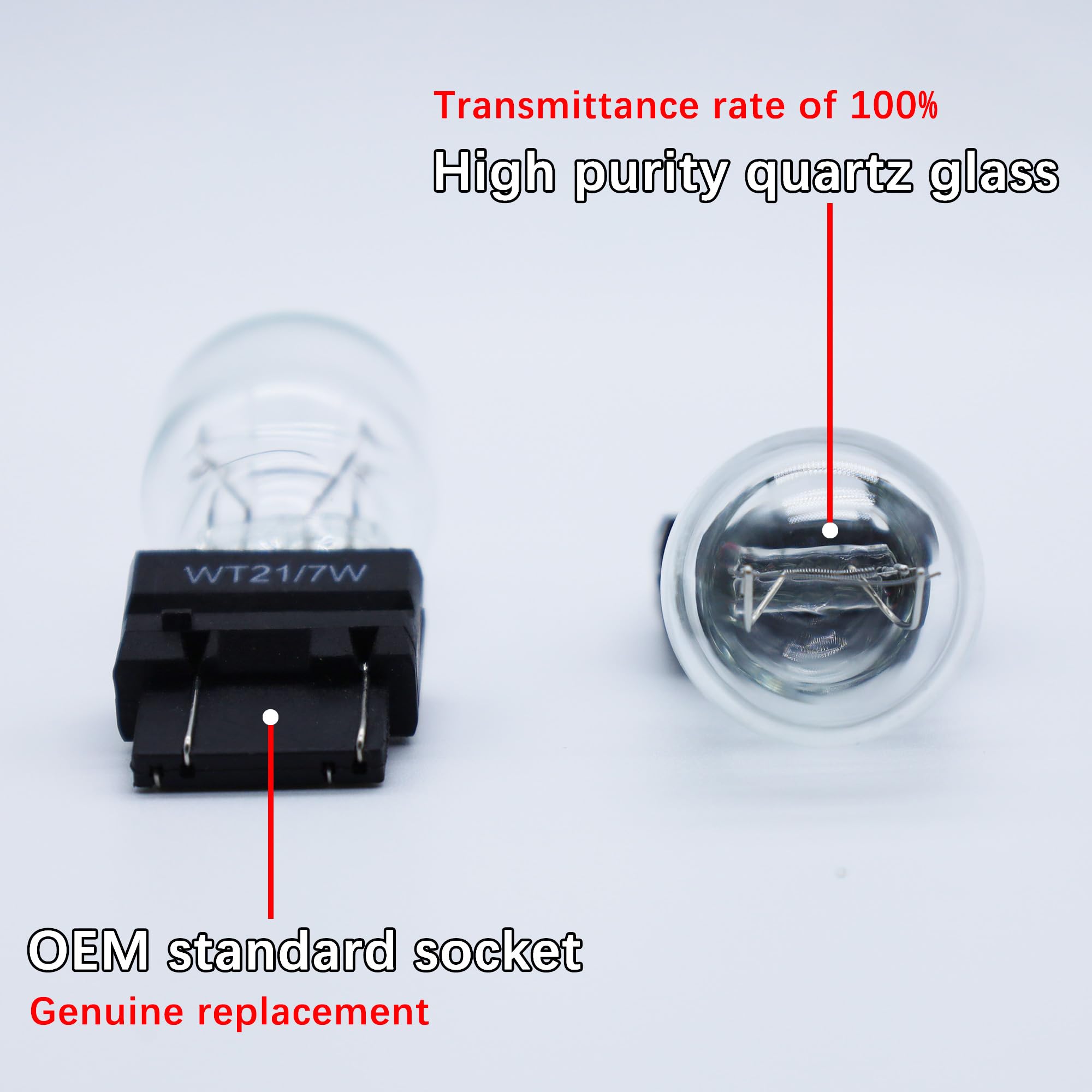 FAXCARS WT21/7W Halogen Rear Tail Brake Turn Signal Light Bulb, 12V 21W, Long Life, White, Pack of 2