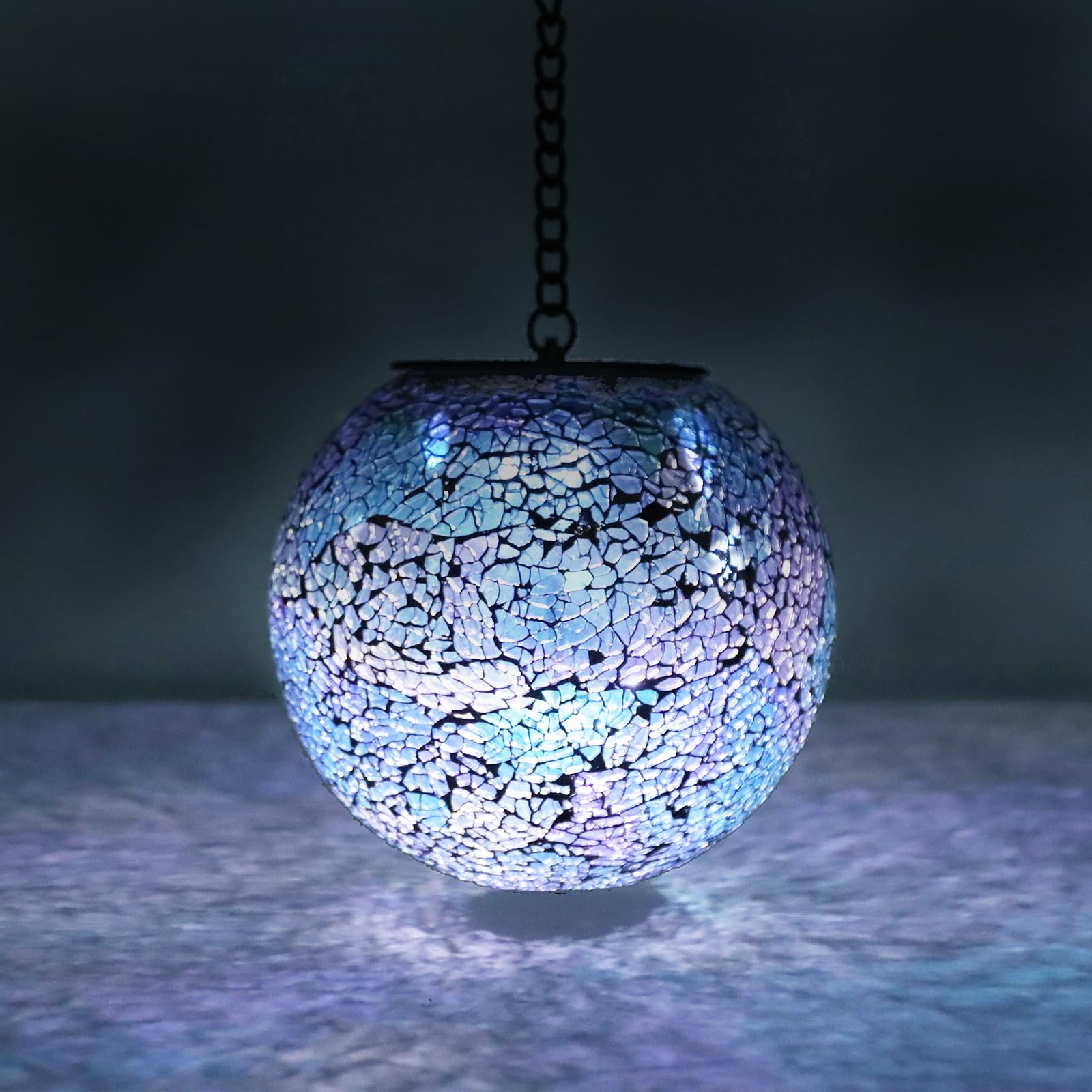 Wonder Solar Purple Solar Hanging Lantern - Waterproof Mosaic Gazing Ball For Garden & Patio Décor