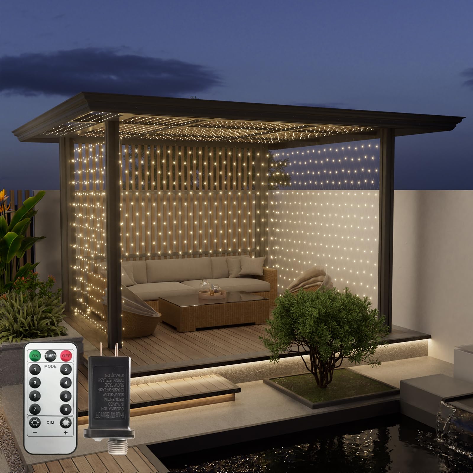 Leisure World 10ft x 10ft LED Net Lights, Warm White, 8 Modes, Connectable, Model Lw-KCL-Net, Ideal for Outdoor Decorations