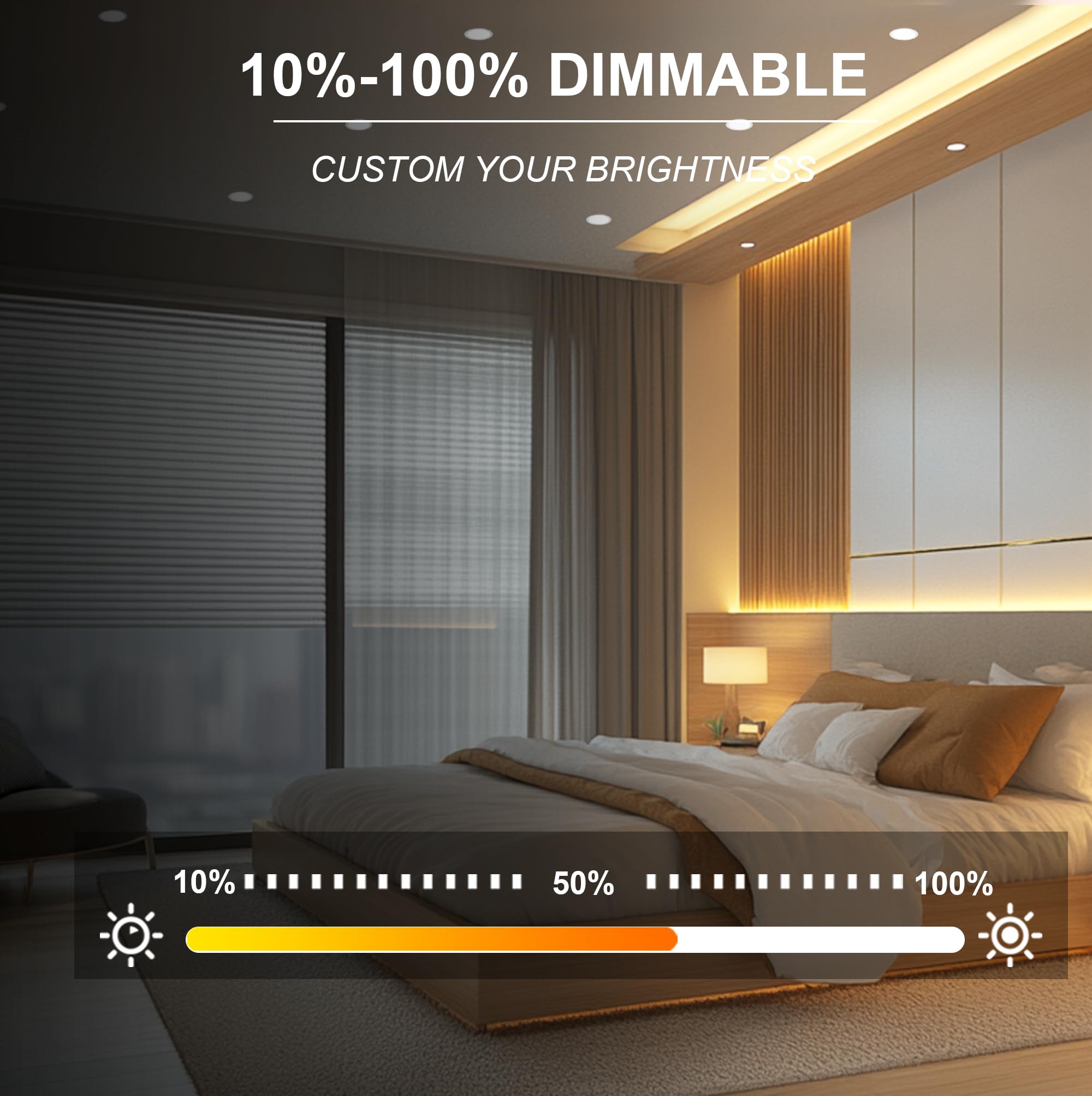 Cloudy Bay 6 Pack 6 Inch 5Cct Ultra-Thin Led Recessed Ceiling Light With Junction Box,2700K/3000K/3500K/4000K/5000K Selectable,1