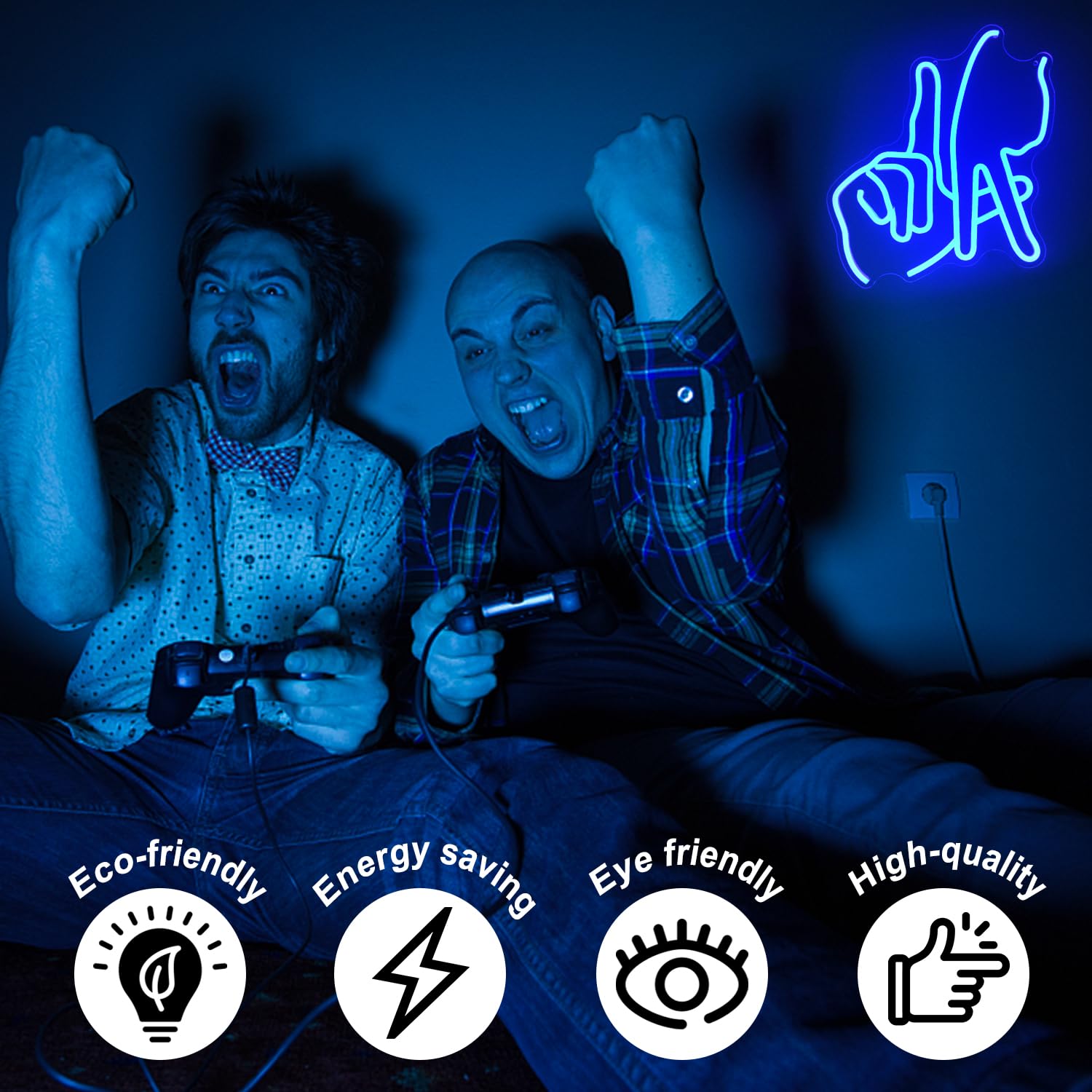 Kullneon Los Angeles Gesture Neon Sign Baseball Team Neon Lights For Man Cave Decor Blue Letters Gesture Led Sign Fingers Neon Wall Sign La Neon Signs For Wall Bedroom Garage Game Room Decor