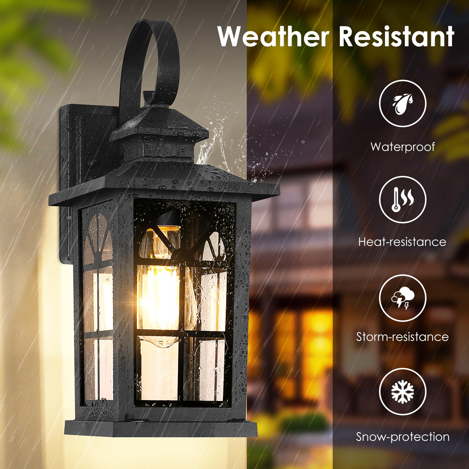 2-Pack Dusk To Dawn Outdoor Wall Light Fixtures, Aluminum Exterior Lighting Fixtures Wall Mount, Waterproof Porch Lights Outdoor