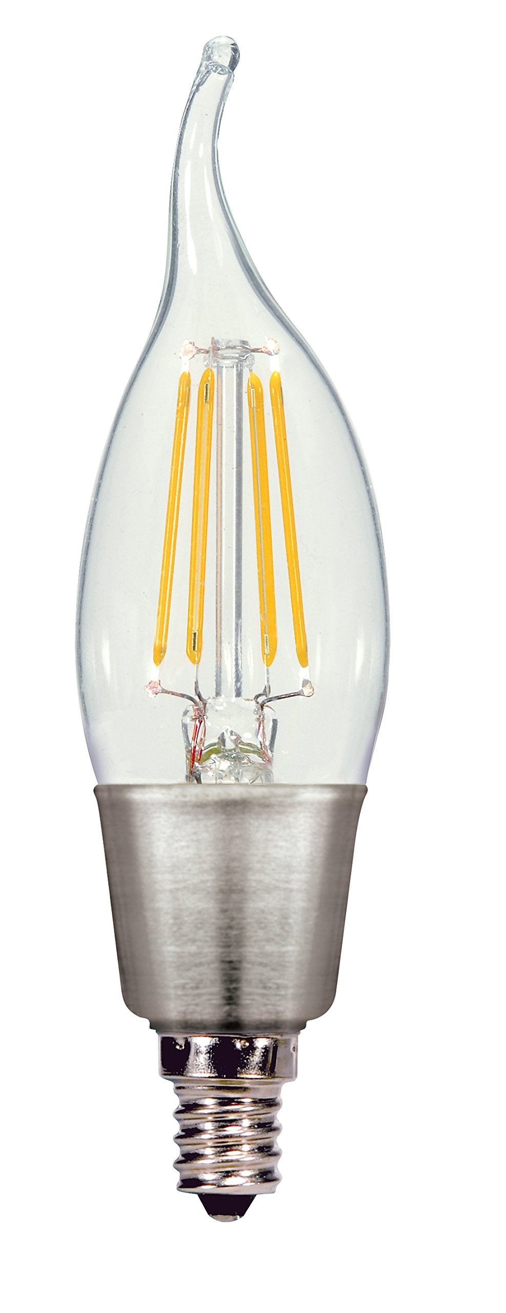 Satco LED Clear Candelabra Light Bulb, 4.5W, 120V, Pack of 12, Copper Material
