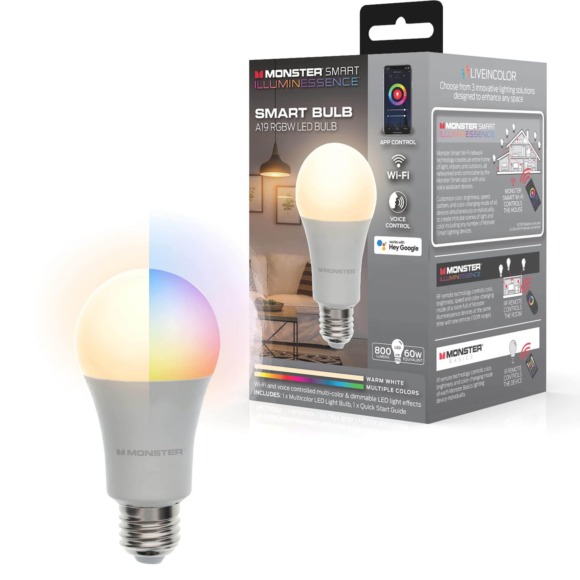 XTREME DIGITAL MLB7-1051-RGB Multi-Color LED Light Bulb, Wi-Fi Enabled, 9W, Compatible with Alexa/Siri/Google Assistant