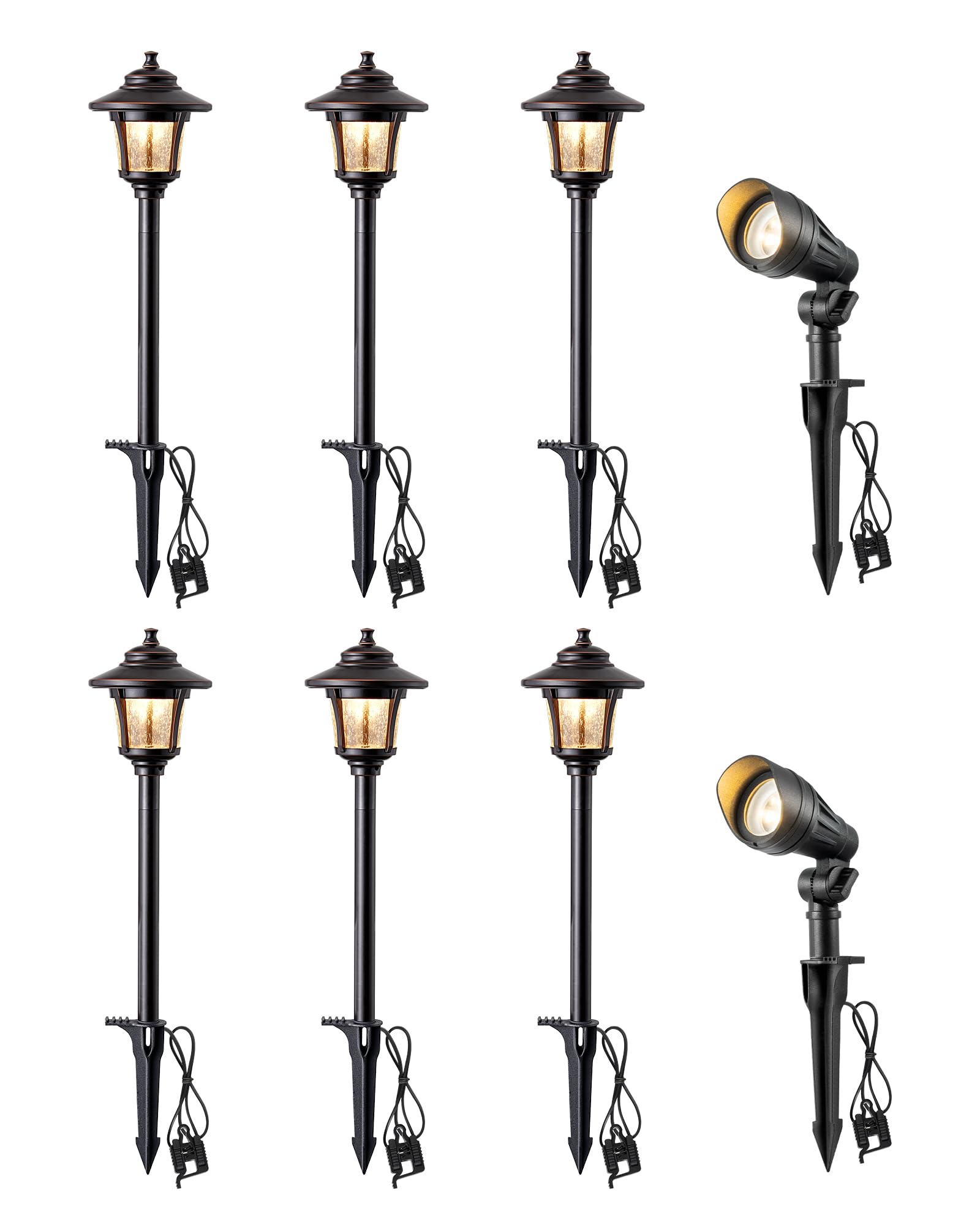 Edishine Low Voltage Landscape Lights Kit  3W 120Lm Led Pathway Lights & 3.2W 240Lm Spotlights  Seed Glass  12V Outdoor Landscape Lighting With Connectors  Aluminum Landscape Light For Garden Yard