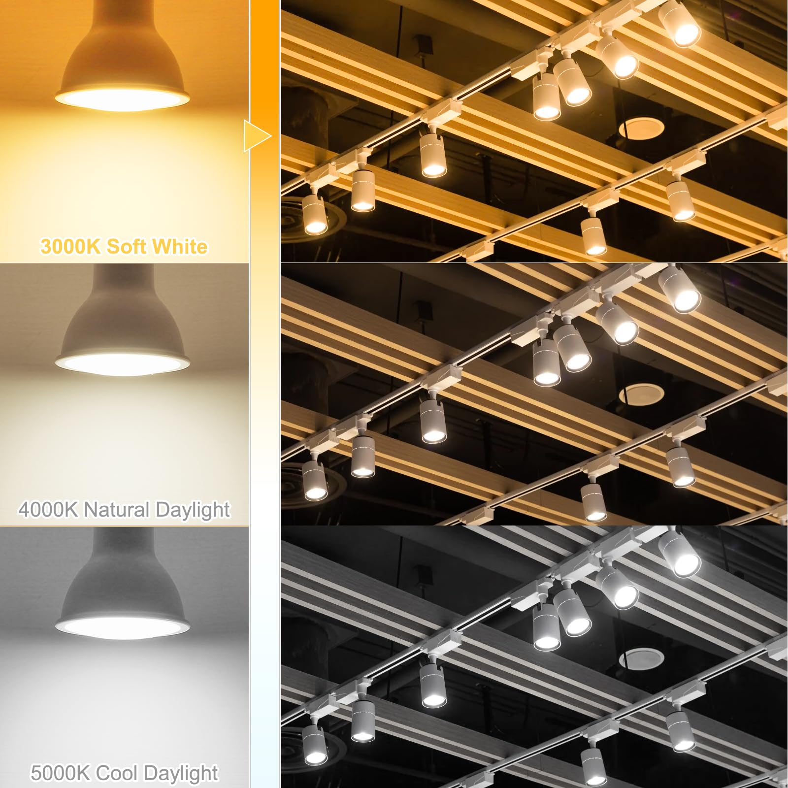 hansang GU10 LED Bulbs, 6W Equivalent, 550 Lumens, Warm White 3000K, Frosted MR16 Shape, 6 Pack, Non-Dimmable