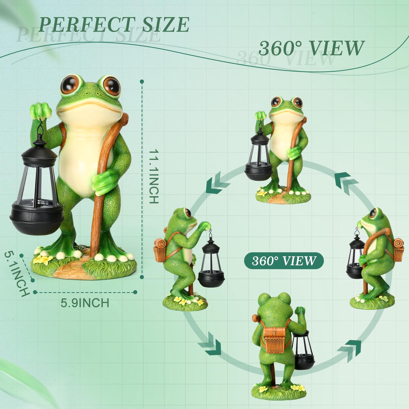 Paetae Garden Statue Frog Outdoor Decor, Solar Patio Resin Garden Decor For Outside Yard Decorations Gift For Women, Mom, Grandm