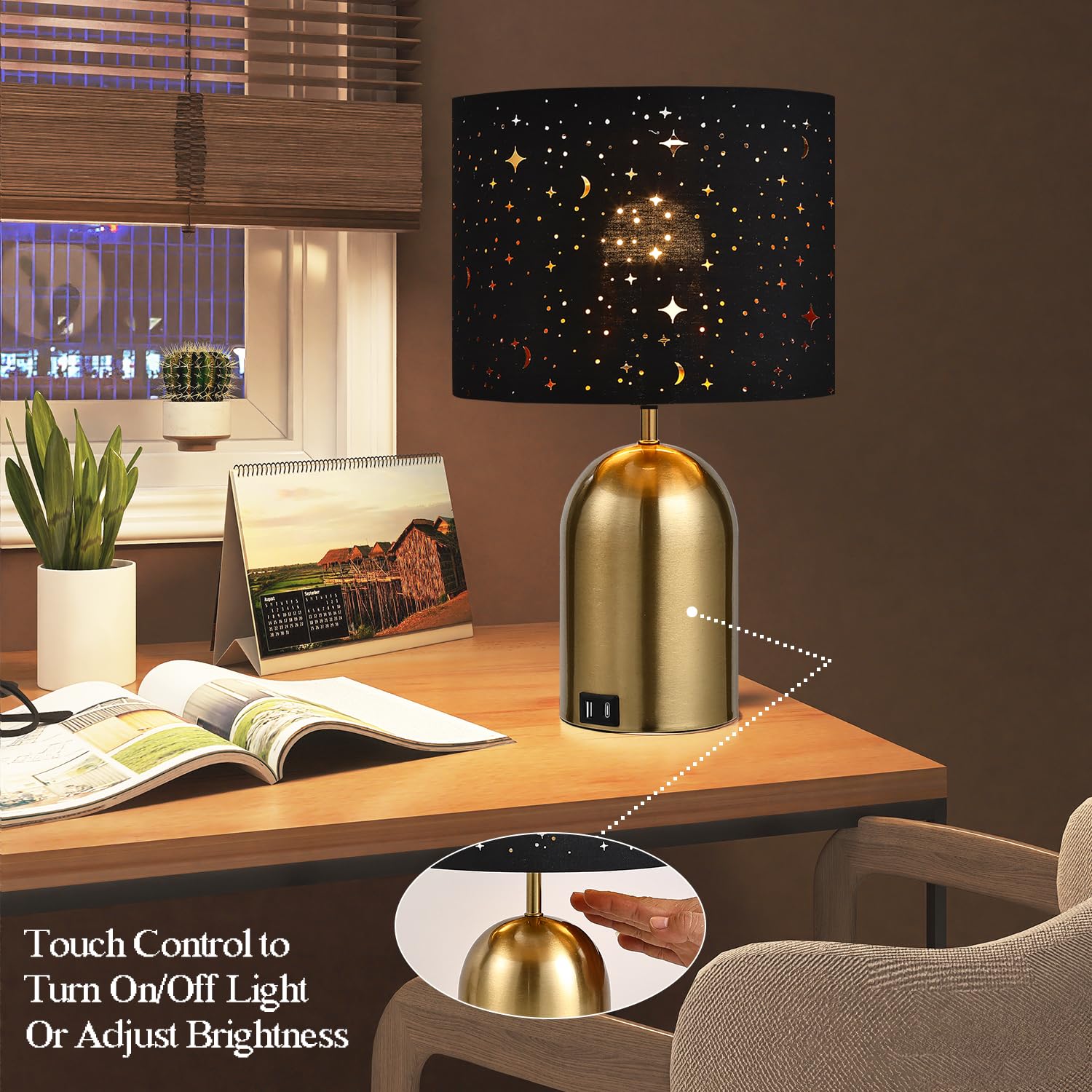 Table Lamps Touch Control 3-Way Dimmable Lamps Touch Lamps For Nightstand Bedside Bedroom Set Of 2 Small Modern Table Lamp Black