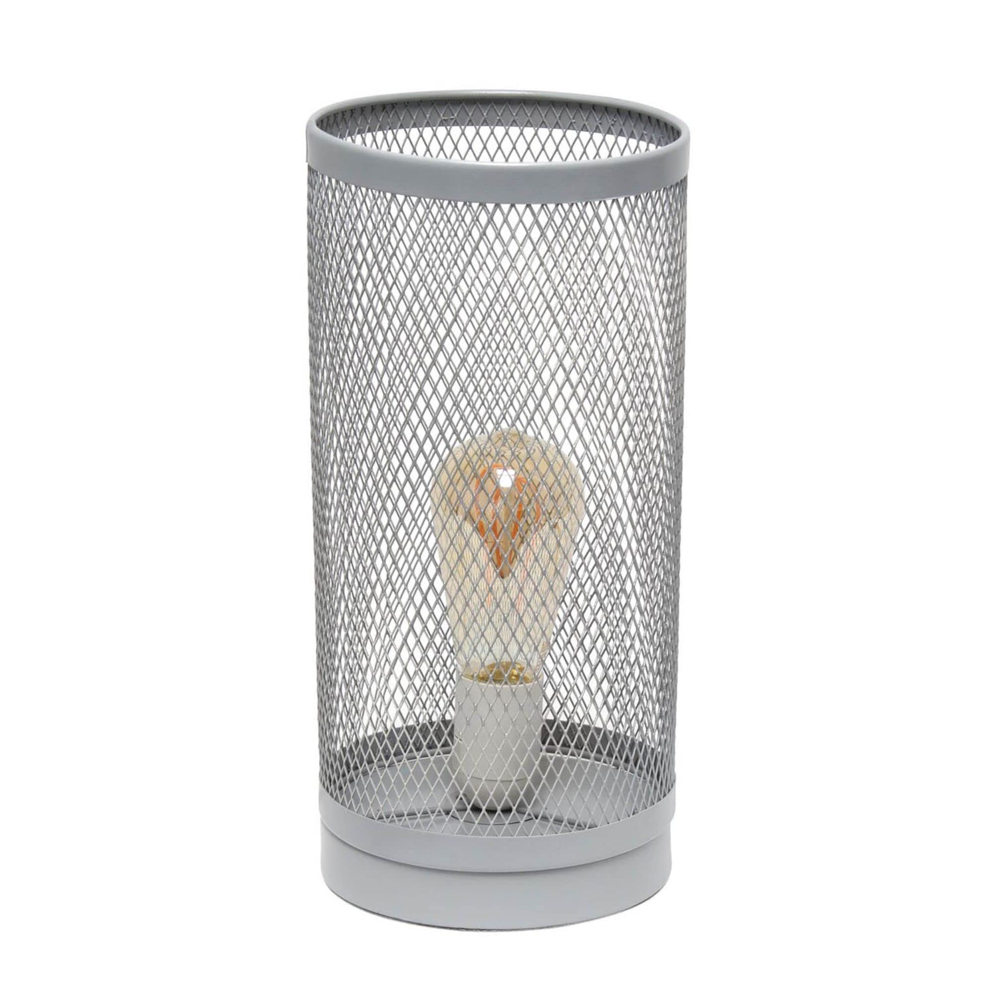 Simple Designs Lt1075-Gry Cylindrical Steel Table Lamp, Gray