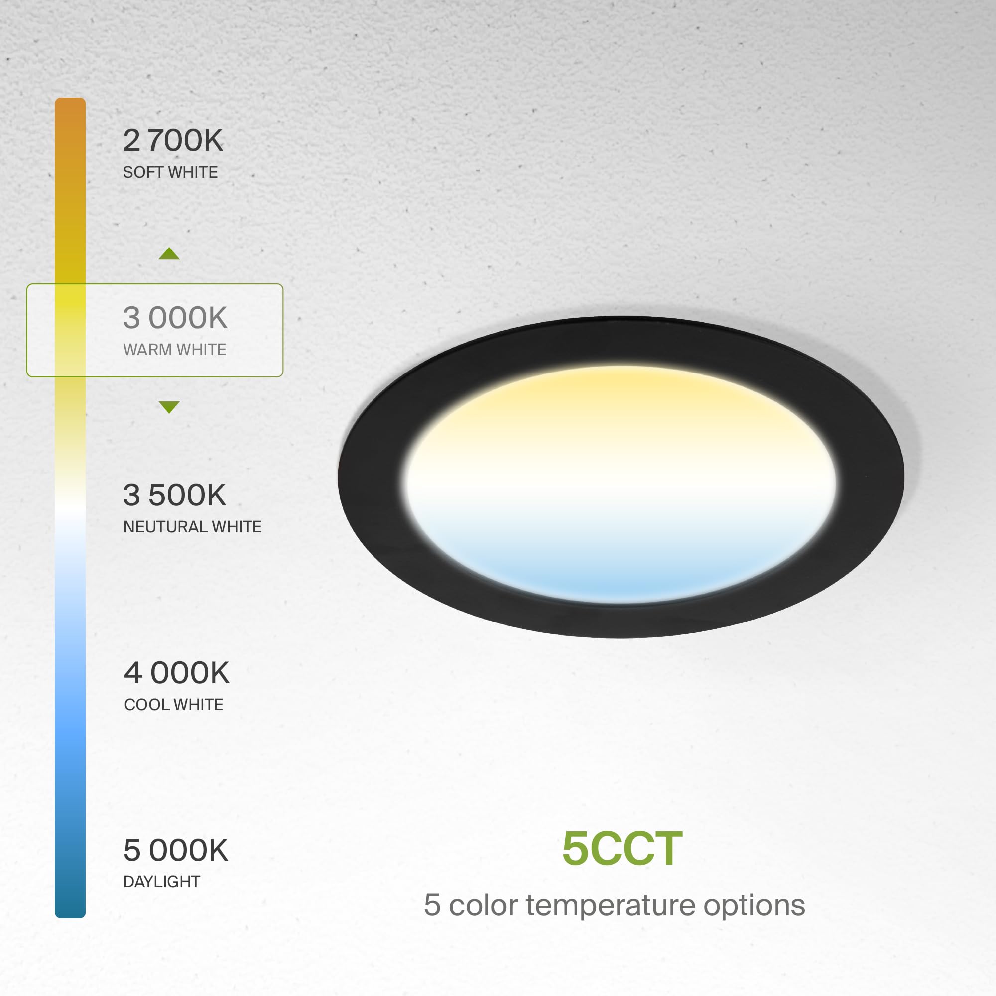 ASD 6 Pack LED Recessed Lighting, 12W Dimmable, 6 Inch, IC Rated, Black, Energy Star, Model A-JBR-6D12BK
