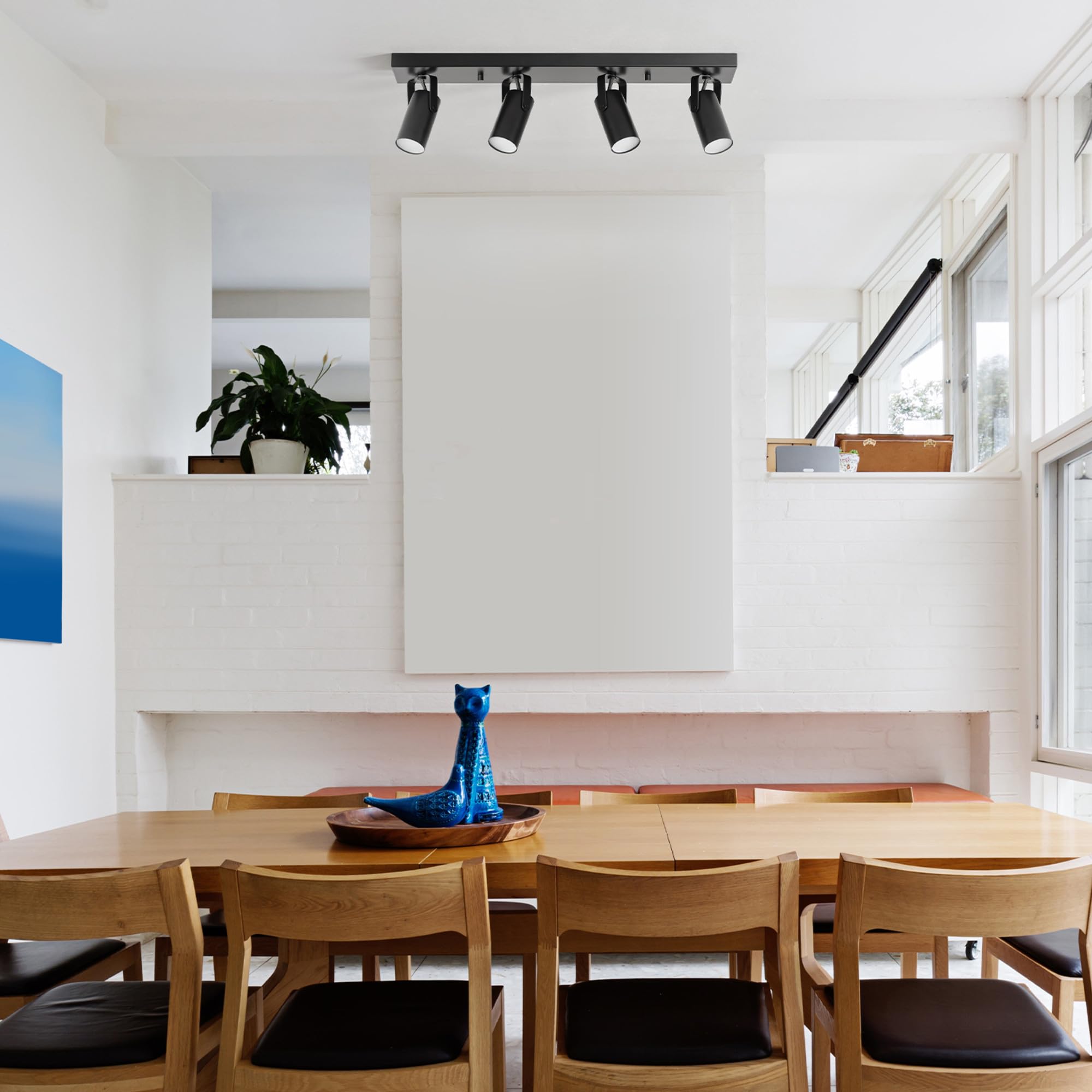 Globe Electric 64000051 24'' 4-Light 22W Led Integrated Track Lighting, Matte Black, Rotating Track Heads, Dimmable, 1200 Lumens