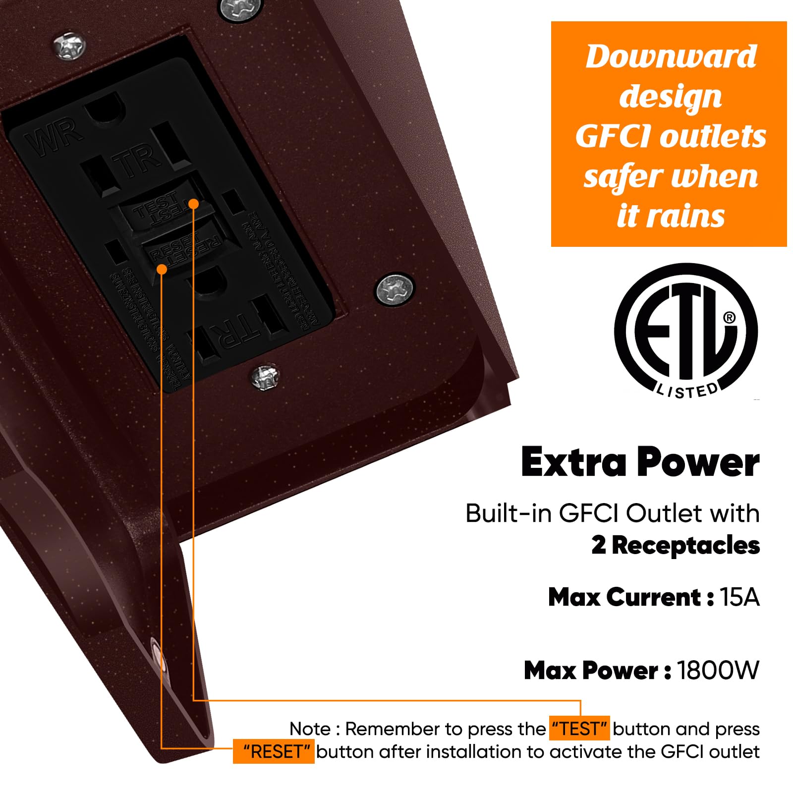Kondras Porch Light Fixture - Brown Motion Sensor Dusk to Dawn, Waterproof, 11.4" Aluminum, 3 Lighting Modes, Model 0815