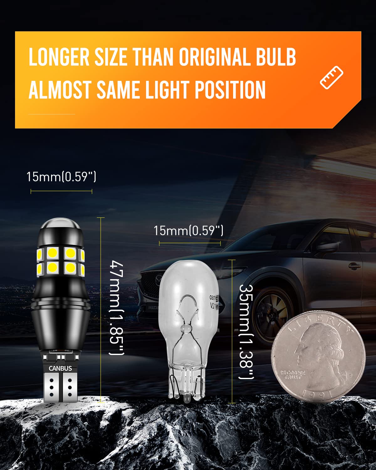 Luyed 912 921 Led Bulbs Reverse Lights Xenon White 2200 Lumens Extremely Bright Canbus Error Free W16W T15 906 3030 20-Ex Chipse
