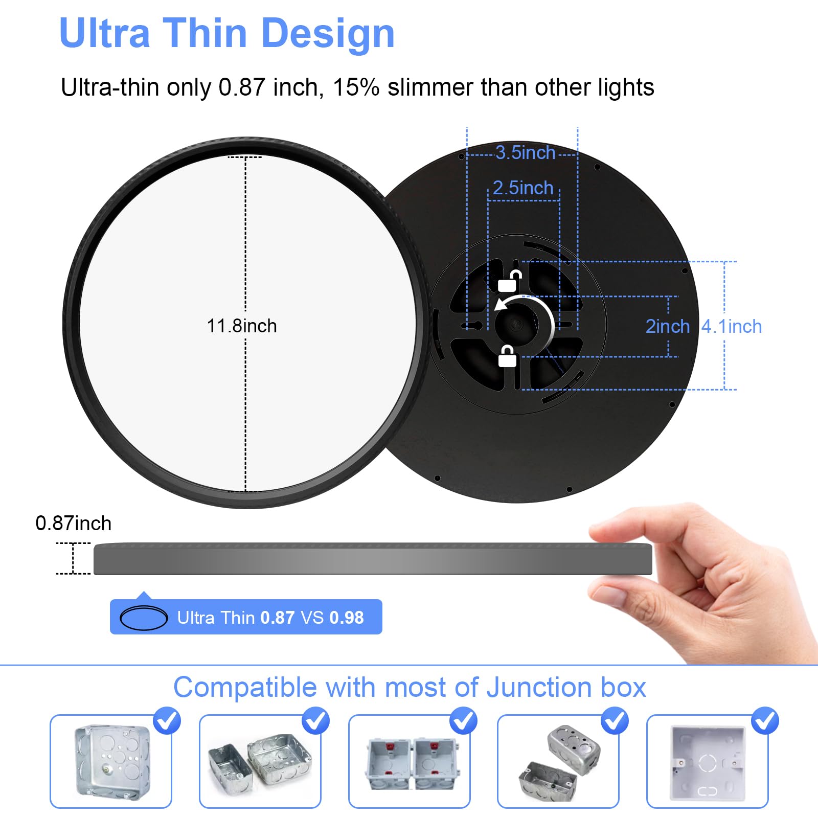 2 Pack 12 Inch Dimmable Led Flush Mount Ceiling Light Fixture 28W 3200Lm 5 Color Temperature In One Super Slim Round Ceiling Lam