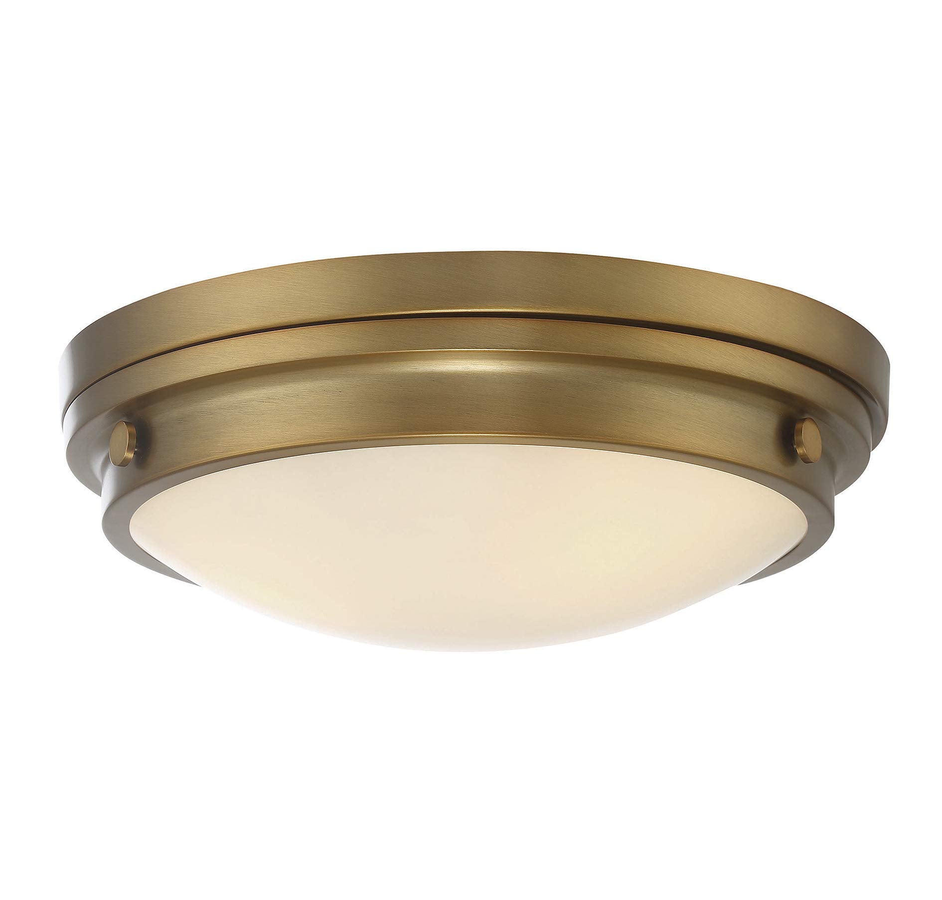 Savoy House 6-3350-16-322 Lucerne Industrial White Glass Flush Mount, 3-Light 180 Total Watts, 5 H x 15 W, Warm Brass