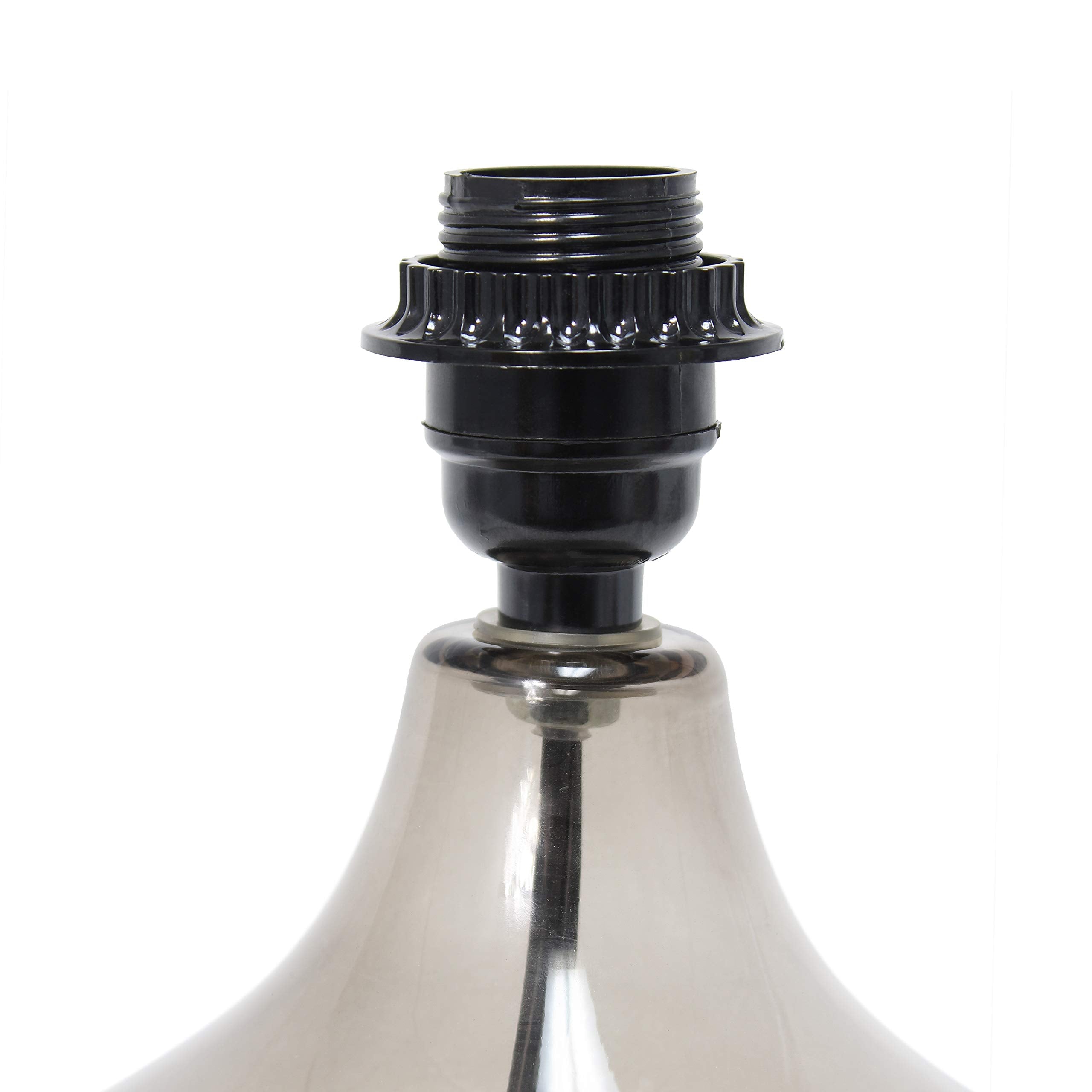 Simple Designs Lt2063-Smw Small Glass Raindrop Bedside Table Lamp With White Fabric Shade, Smoke Gray