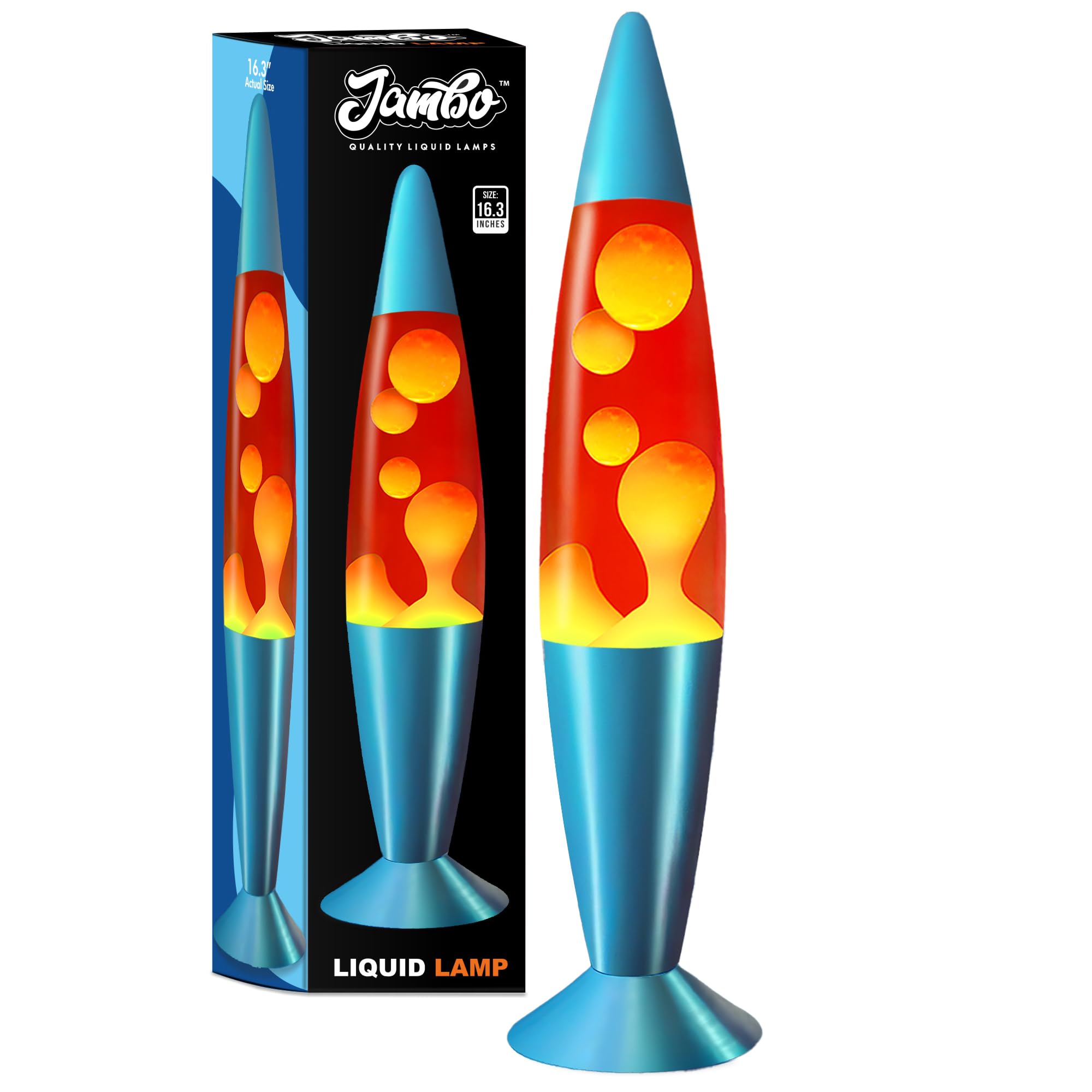 JAMBO 16in Liquid Light Lamp - Red with Orange Wax, Night Light for Home Decor, Living Room, Office, Bedroom, Kids, Teens
