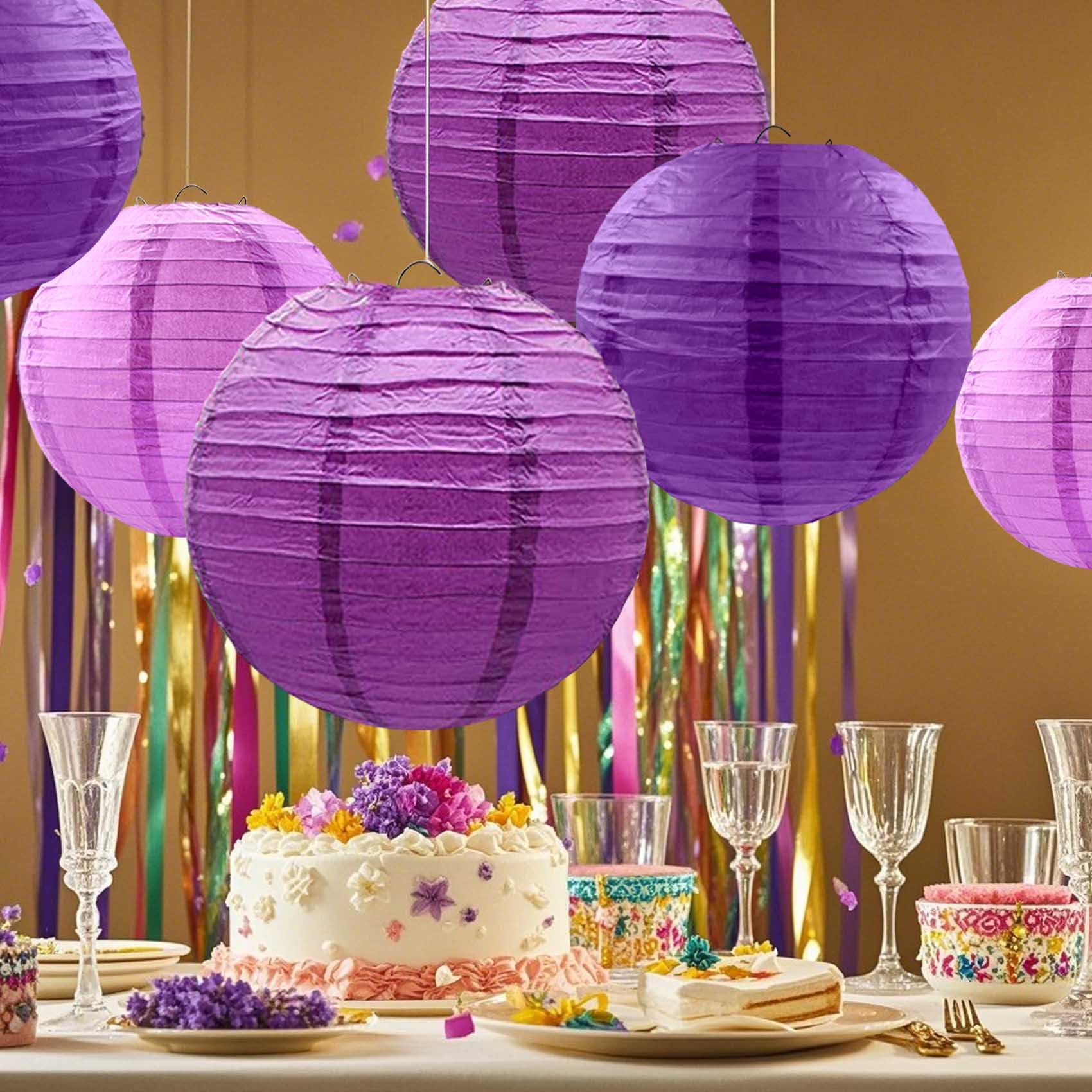 Purple Paper Lanterns 12Pcs Hanging Chinese Lanterns For Wedding Birthday Baby Shower Christmas Graduation Anniversary Other The