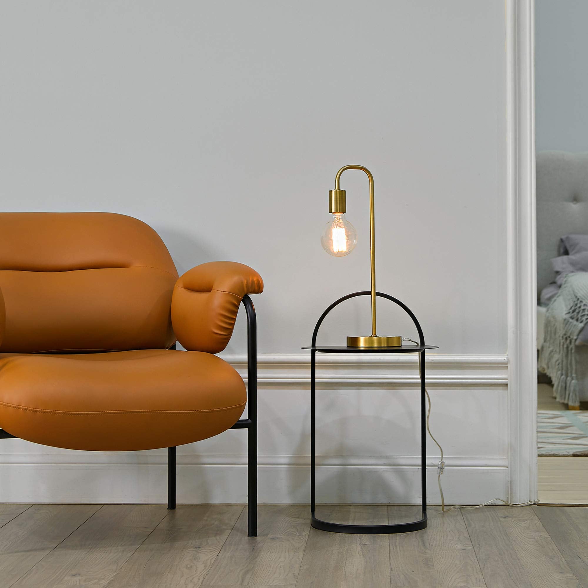 Globe Electric 67433 Table Lamp, 18in Matte Brass Metal, Home Décor, E26 Base