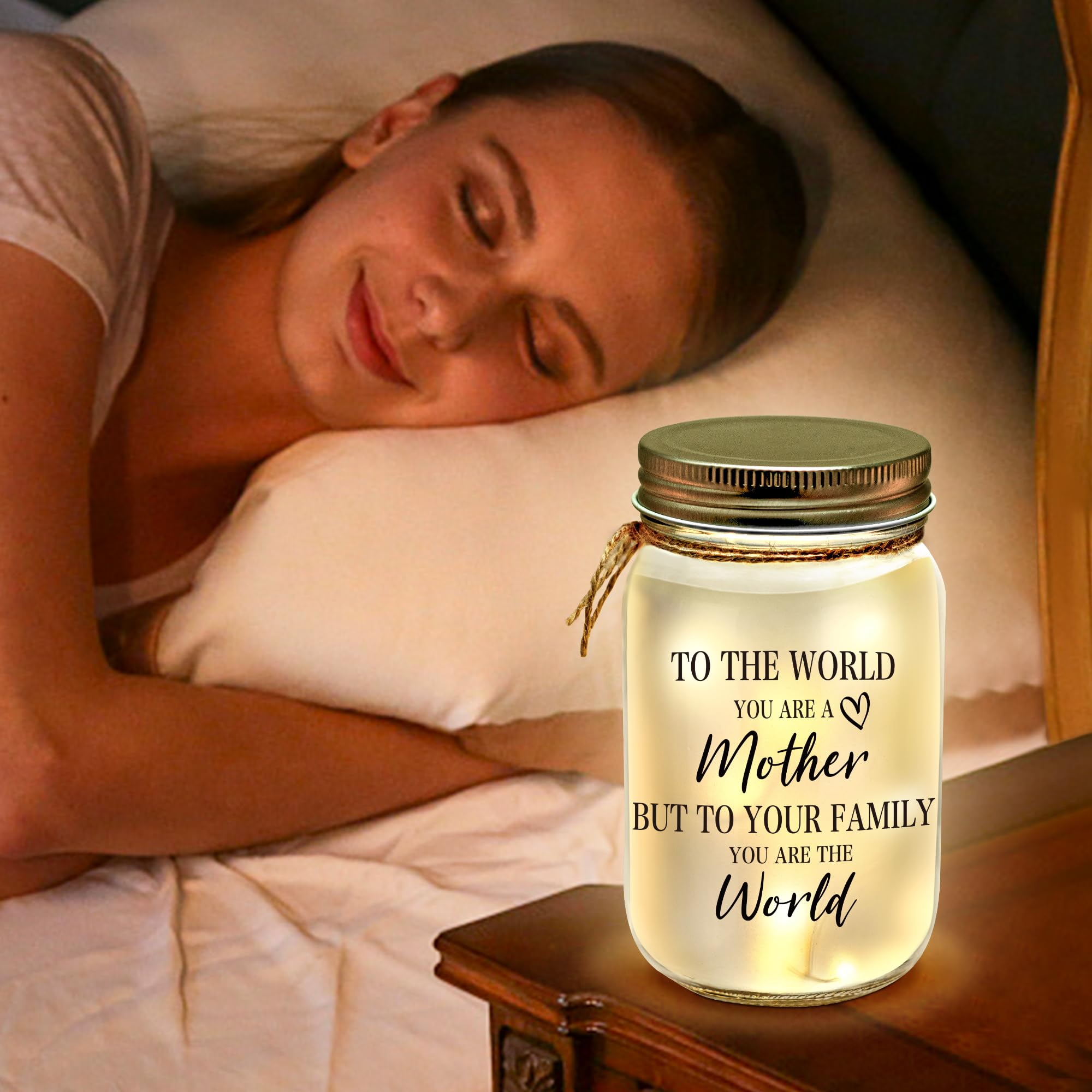 Kenon Mason Jar Night Light For Mom, Christmas Gifts For Mom, Home Decoration Lights, Personalized Night Light Birthday Thanksgi