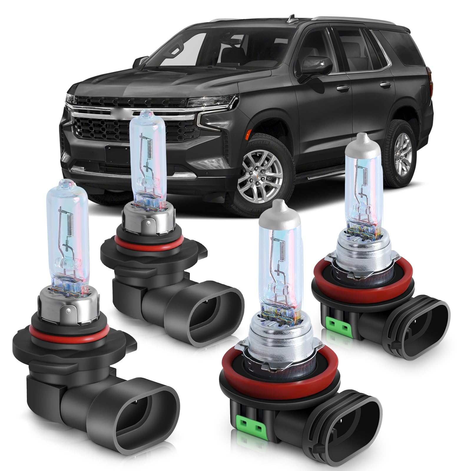 XRDHJI Fit for 2007-2022 Chevy Tahoe/Suburban High Performance Halogen Headlight Bulbs,9005 H11 High Low Beam Headlamp Replaceme