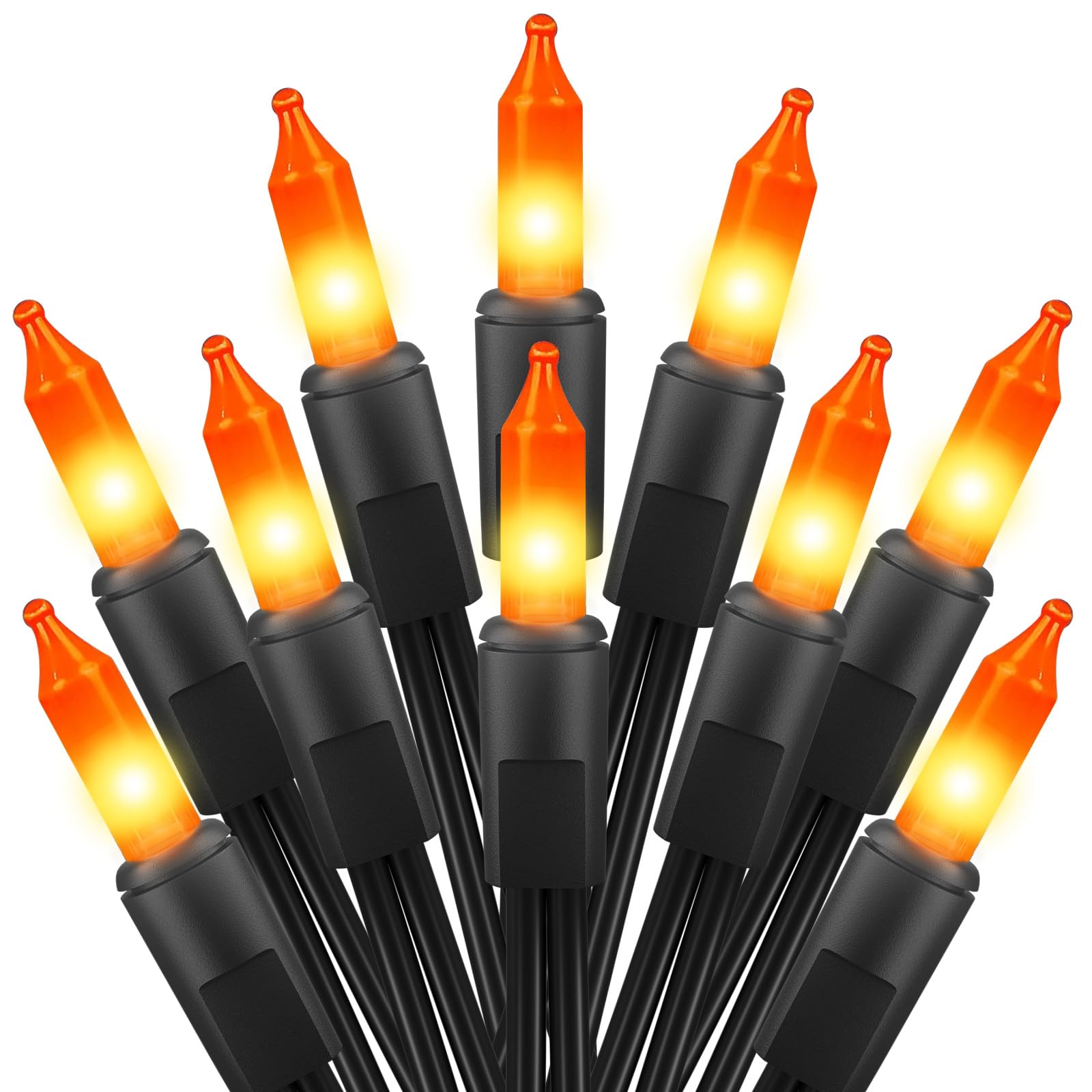 Brightown 2 Pack Orange Halloween Mini String Lights, 100 Count Incandescent Bulbs, 13 Feet, Indoor/Outdoor Decoration