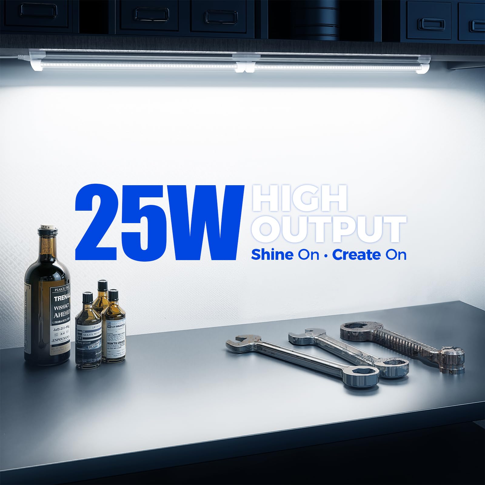 Barrina LED Shop Light, 25W, 3450LM, 1.5FT, Aluminum, 6500K, Linkable, 2 Packs