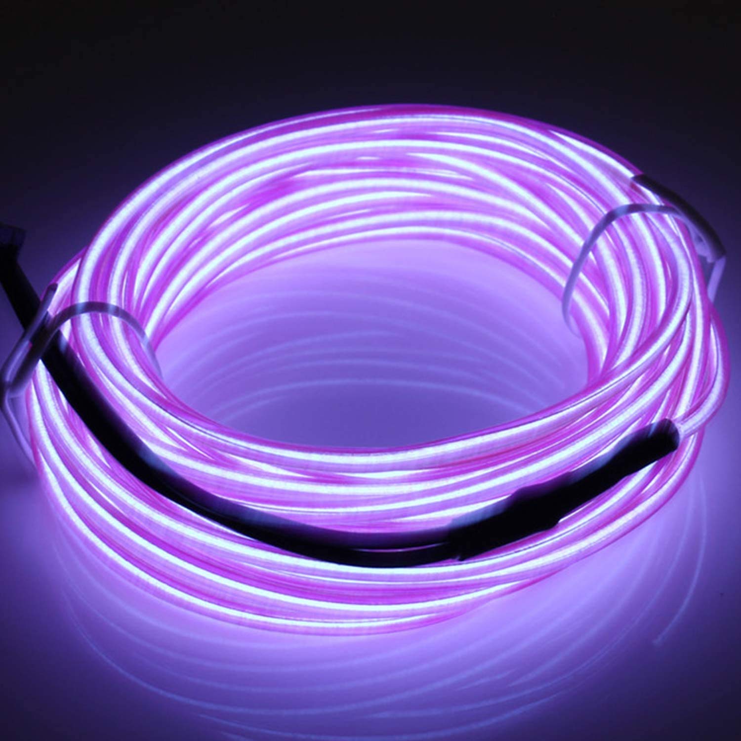 Jiguoor El Wire Battery Pack 9.8Ft / 3M Bright Neon Light Strip 360° Illumination Neon Tube Rope Lights For Diy, Festival, Party Decoration, Pub, Halloween, Chrismas (9.8Ft / 3M , Purple)