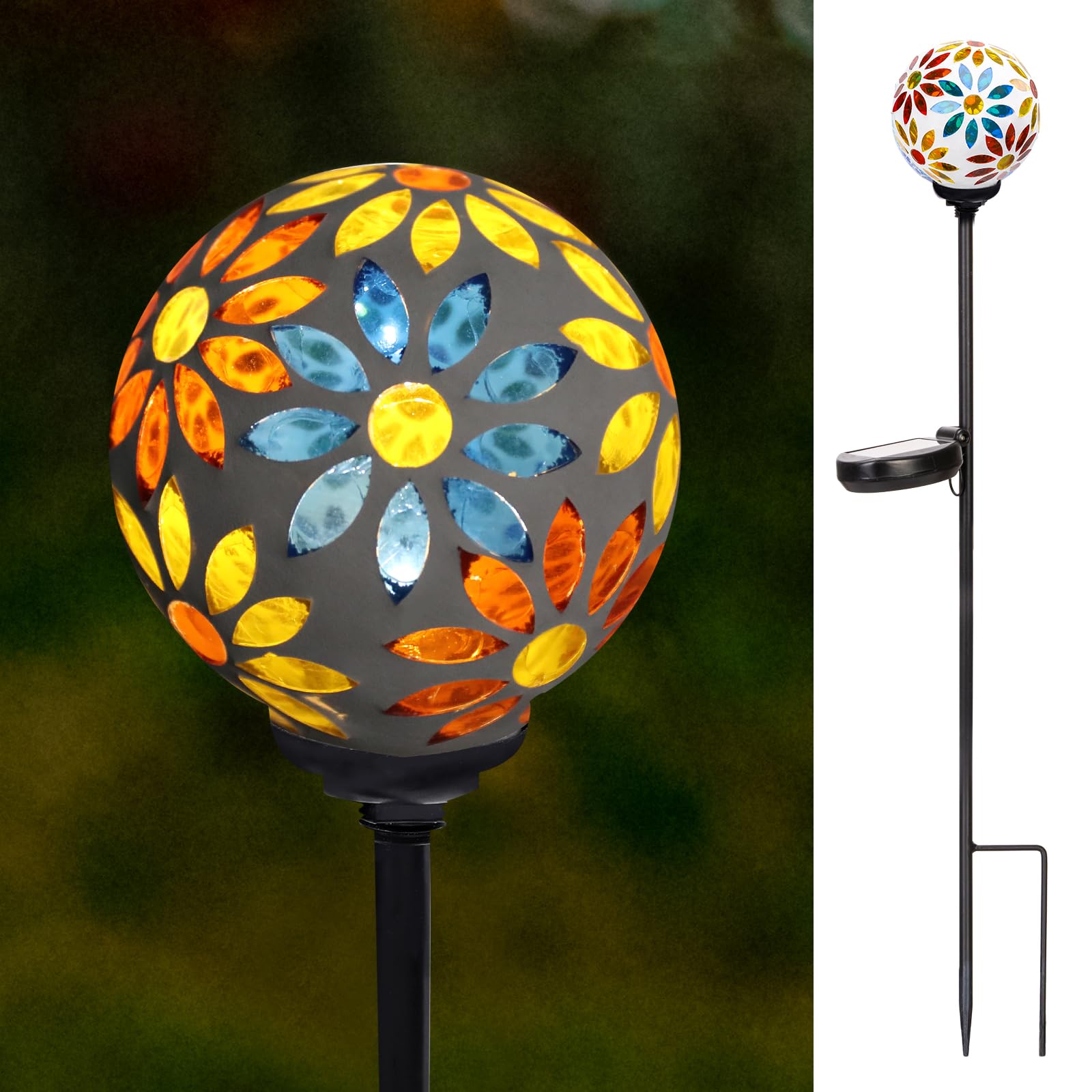Vcuteka Solar Garden Lights, Mosaic Solar Lights Outdoor Decor Pathway Light Waterpoof Led Stake Light For Landscape Lawn Patio