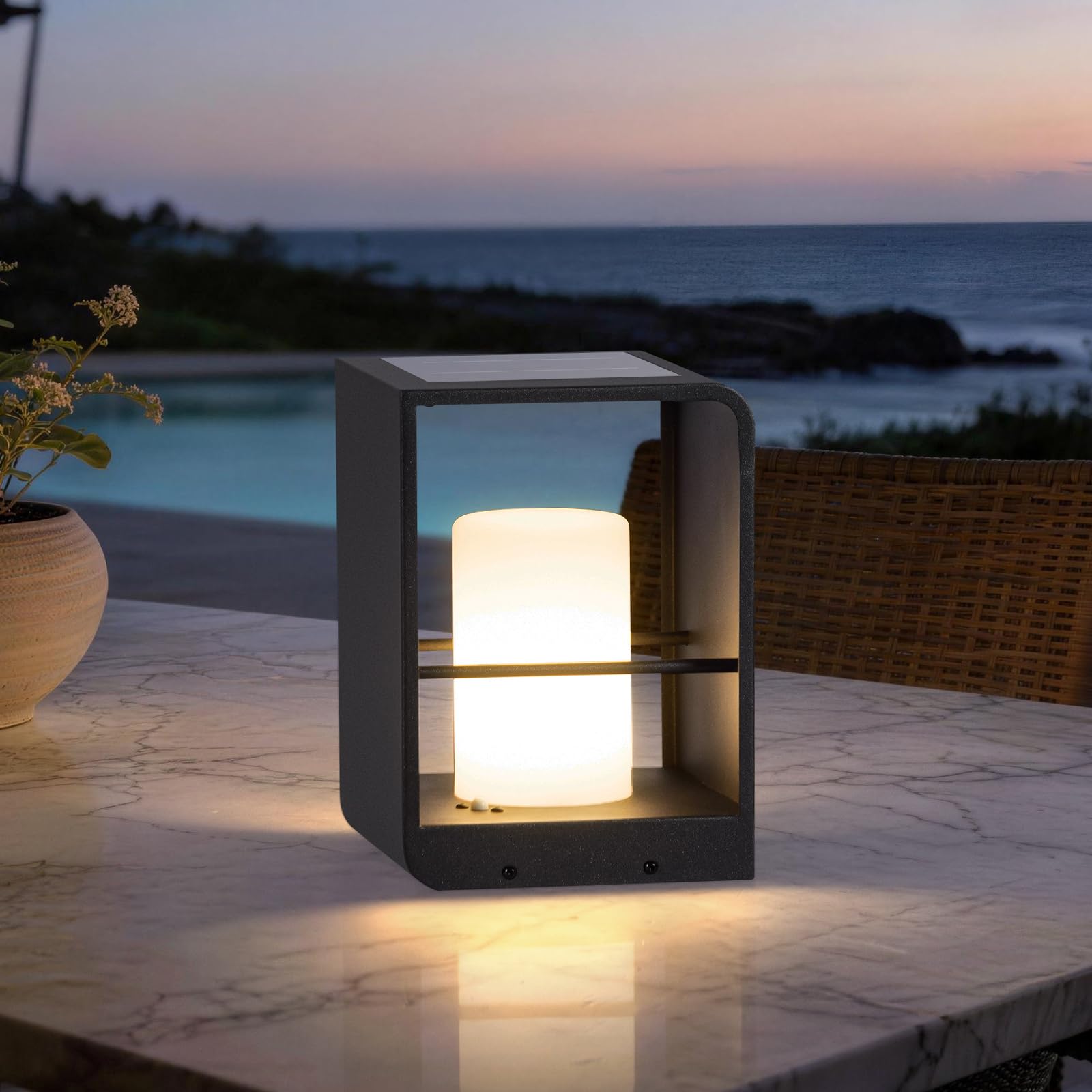 MVBT 11 Tall Solar Lanterns, 3000K LED Outdoor Table Lamp Waterproof, Modern Solar Floor Lamp, Landscape Outdoor Lights Solar Po