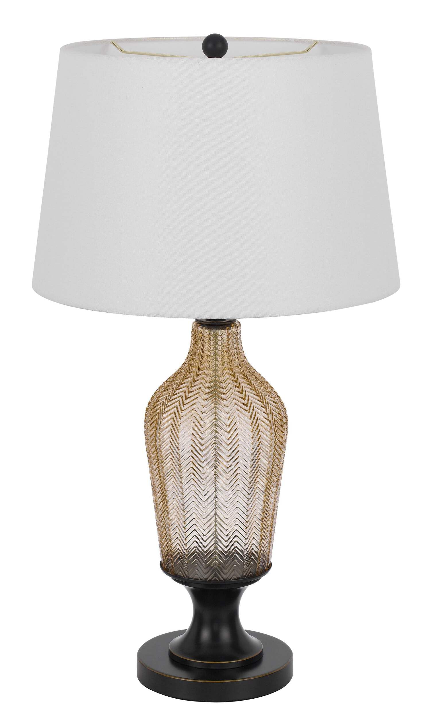 HomeRoots Glass Table Lamp with Empire Shade, Model 524737, 31 in., Bronze & White