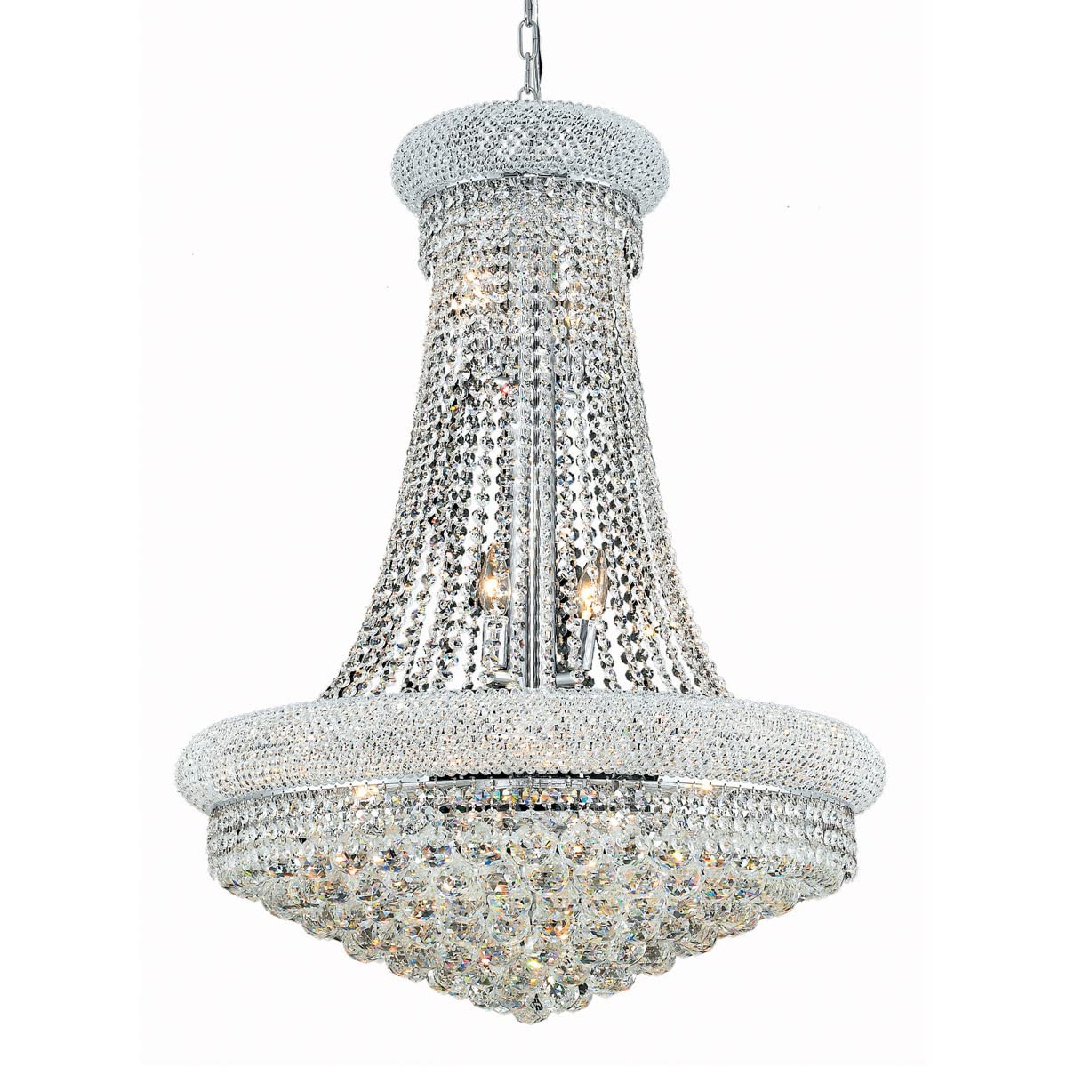 Elegant Lighting 1800D28C/Rc Royal Cut Clear Crystal Primo 14-Light, Two-Tier Crystal Chandelier, 28&quot; X 36&quot;, Chrome Finish