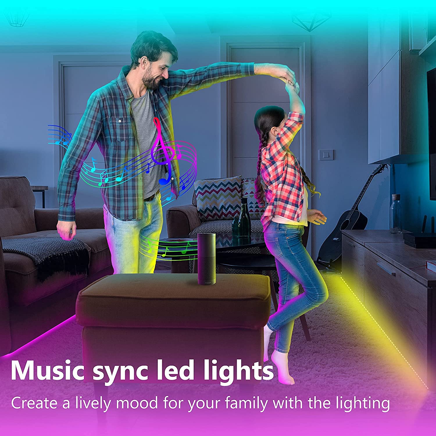 Gupup 200 Ft Led Strip Lights,Color Changing Led Lights For Bedroom,Built-In-Mic,Music Sync Tape Lighting,Phone Smart Controlled