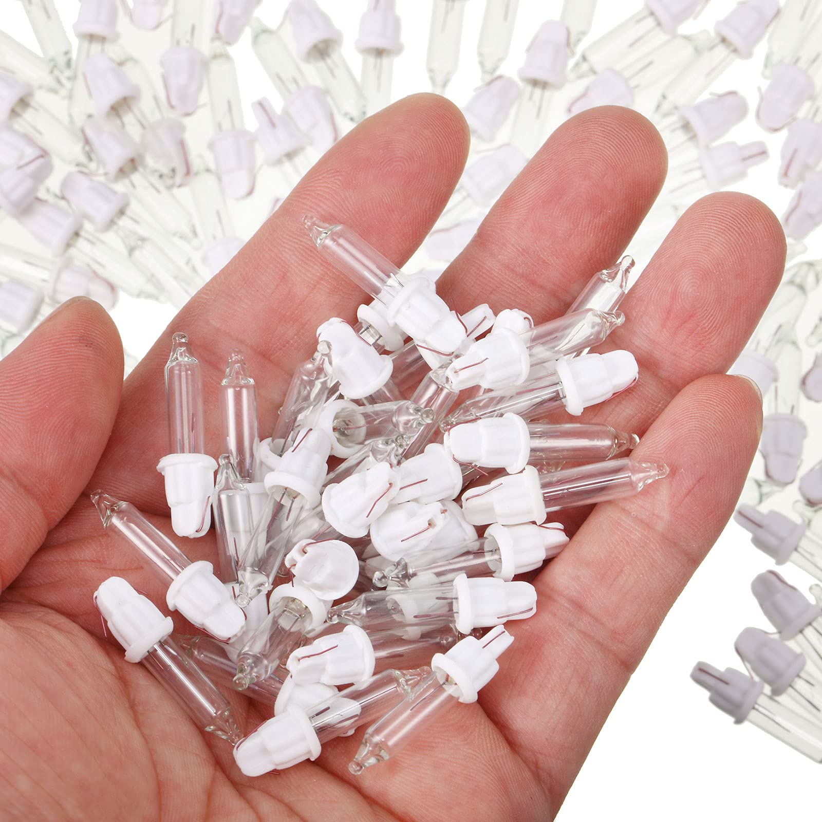 Mudder Mini Incandescent String Lights Replacement Bulbs, 100 Count, White Base with Warm White Bulbs, Indoor/Outdoor Decor, Model Mudder-19695