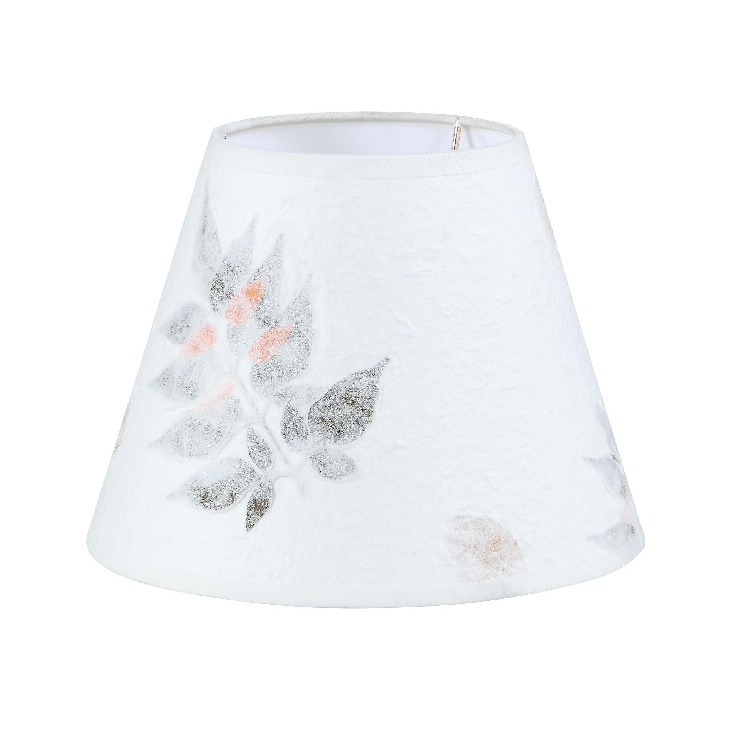 Aspen Creative 56038, Hardback Empire Transitional UNO Lamp Shade, Off White Petal Paper, 5&quot; Top x 9&quot; Bottom x 7&quot; Slant, Slip UNO 33mm