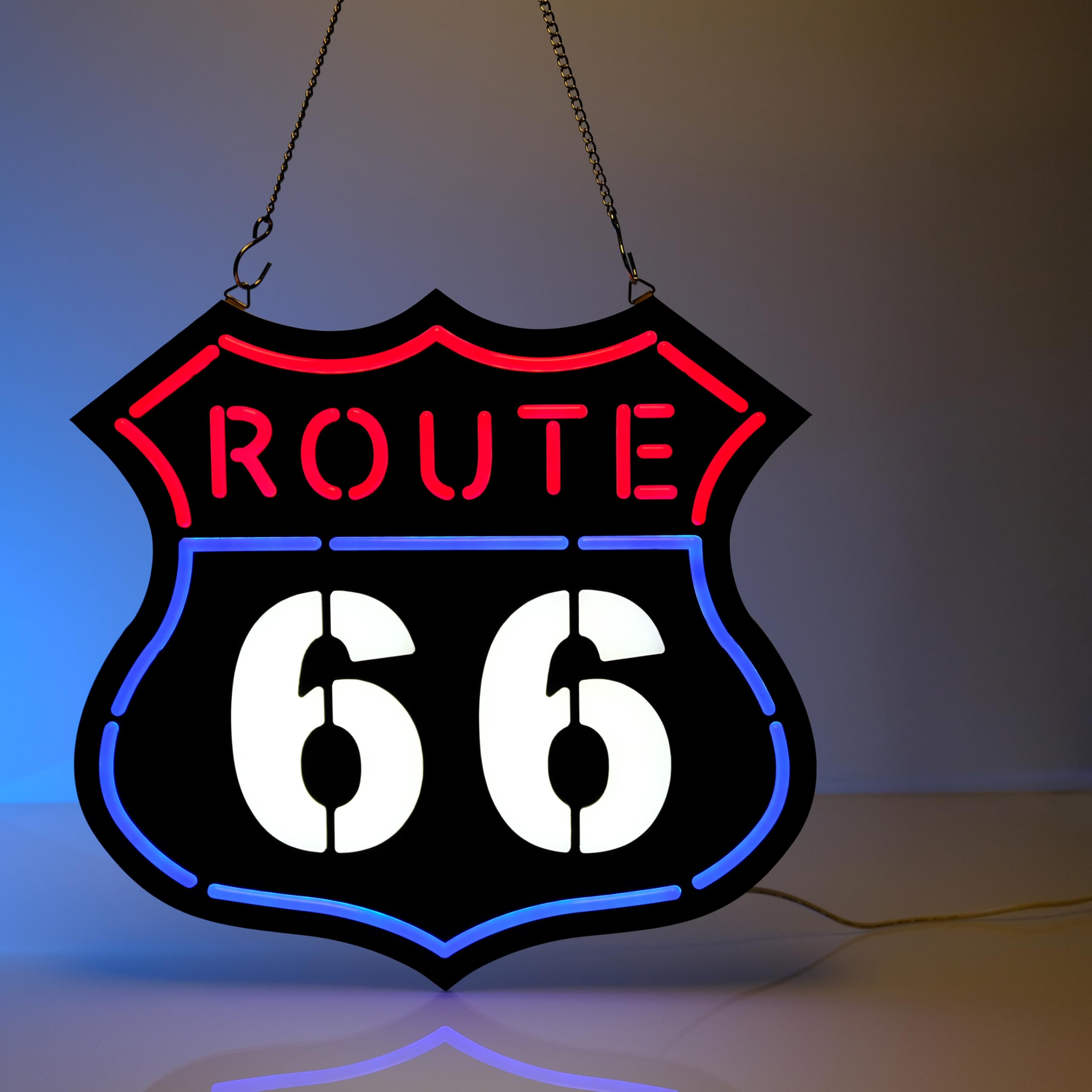 Vgvlgnss Ultrathin Route 66 Neon Sign Art - Red Acrylic Wall Light For Bedroom & Cafe Decor