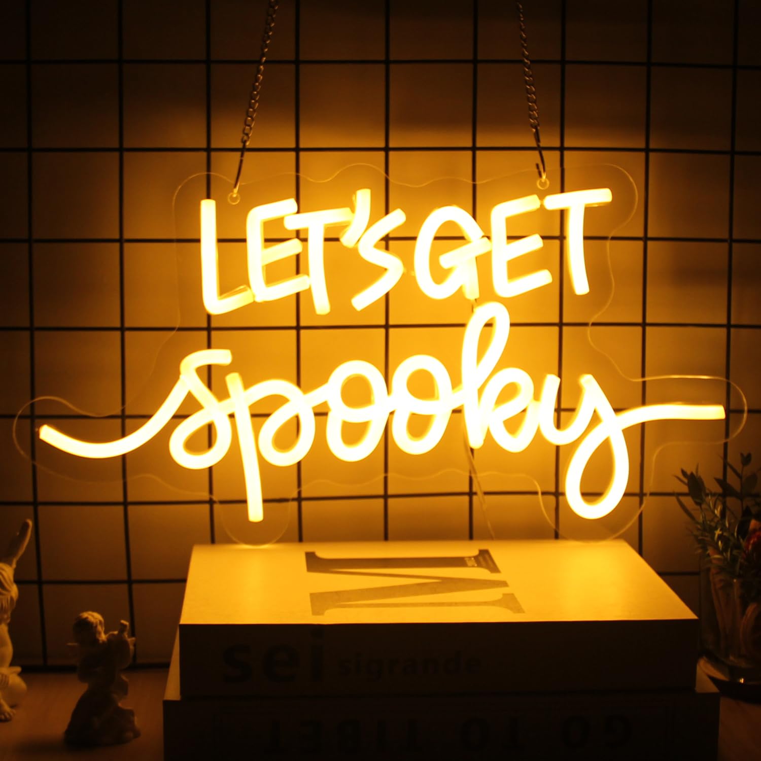 CKTBLEY Neon Sign - Spooky Halloween Quote LED Light - Acrylic - Orange - 16.5inx8.8in - Model CC-Spooky