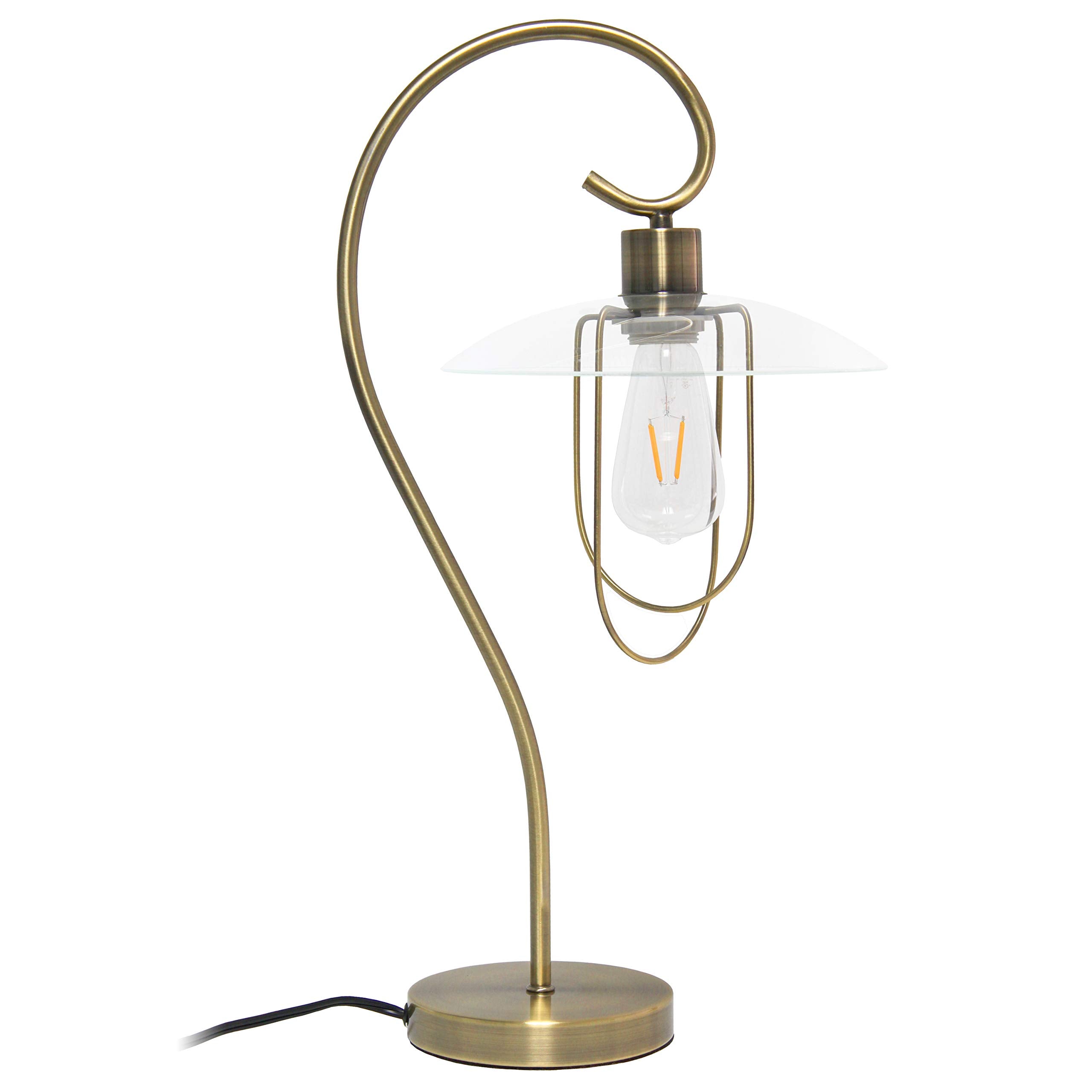Simple Designs Lt1086-Abs Modern Metal Table Lamp, Antique Brass Finish, Iron Construction
