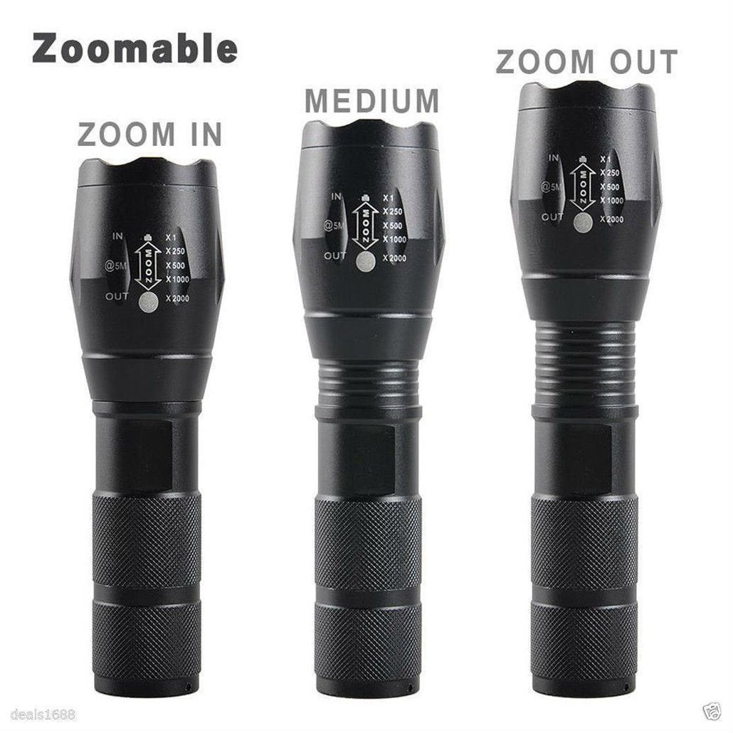 10000 Lumens Xm-L T6 Zoomable Tactical Military Led 18650 Flashlight Torch Lamp