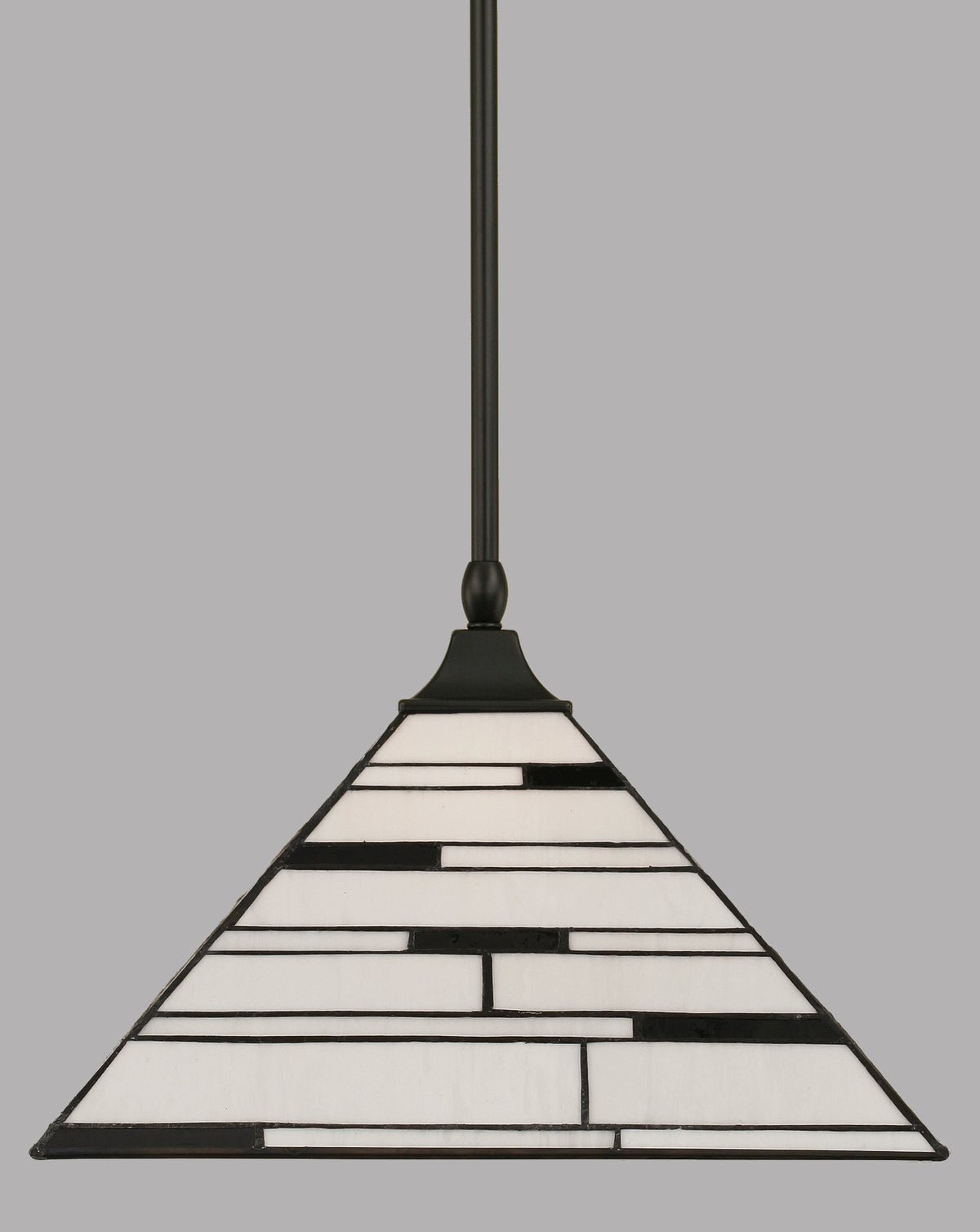Toltec Lighting 13-Mb-952 Stem Hung Pendant With Square Fitter With 14&quot; Pearl Ebony Tiffany Glass, Matte Black Finish