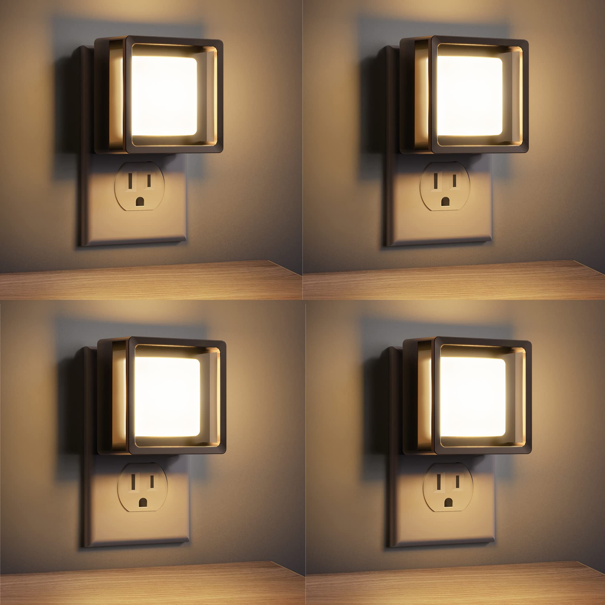 LED Night Light, DORESshop Night Lights Plug Into Wall [4 Pack] with Dusk-to-Dawn Sensor, Dimmable Nightlights, Adjustable Brigh
