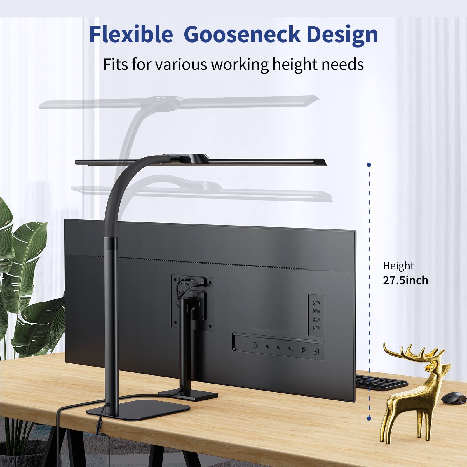 Kary Led Desk Lamp, 24W Architect Desk Lamps With Base 31.5'' Wide Home Office Lights 1800Lm Extra Bright Table Lighting With Ad