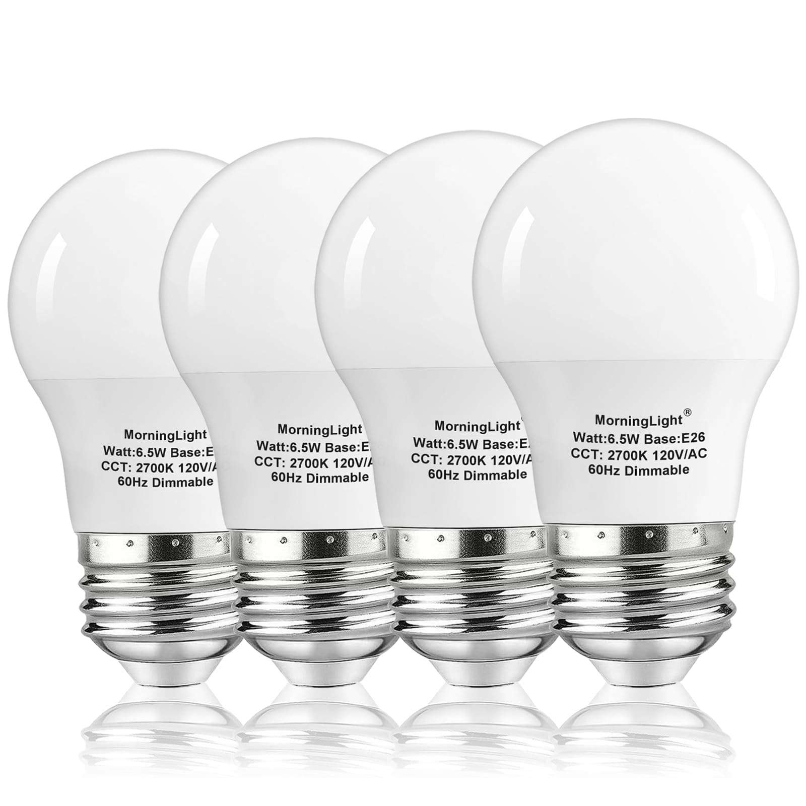 A15 Ceiling Fan Light Bulb 60 Watt Equivalent, 6.5W Dimmable Led Light Bulbs, 2700K Warm White, E26 Base, 4 Pack A15 Led Light B