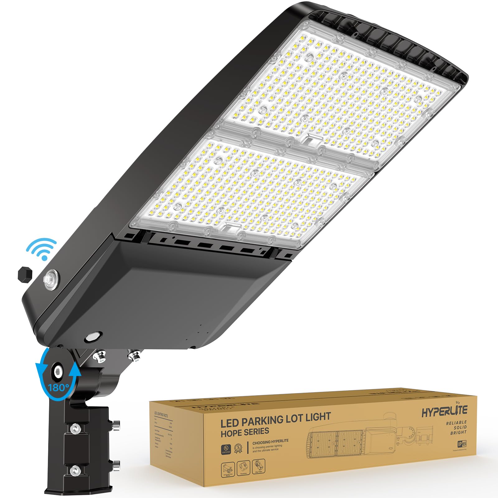HYPERLITE Parking Lot Light 300W: 5000K 45,000lm Equivalent to 1,200W HPS/HID UL Certified - IP65 LED Pole Light with Dusk to Da
