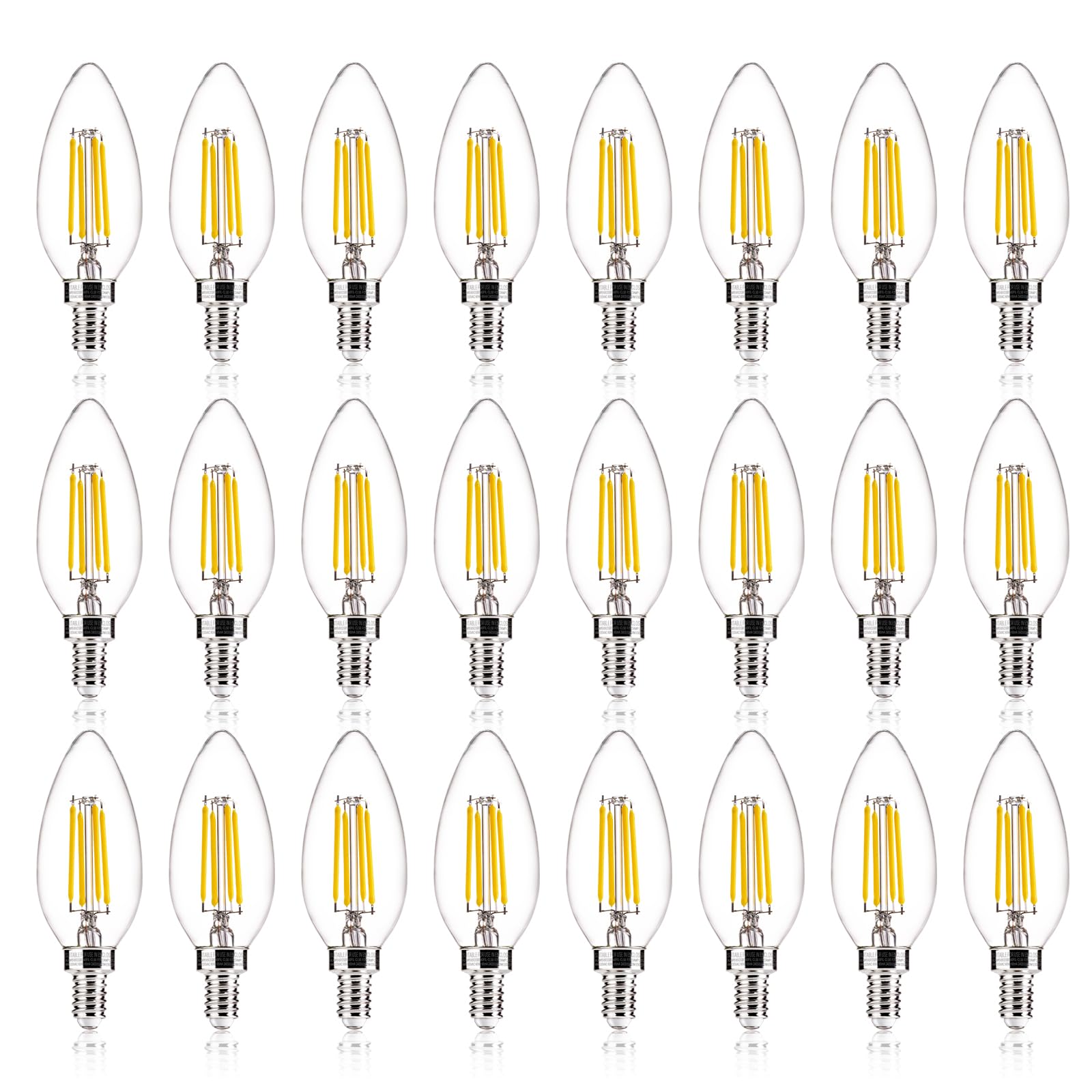 Alampever E12 Candelabra Bulb 40 Watt, B10 Chandelier Light Bulbs, Dimmable 5000K Daylight, 450Lm, Cri90, 24Pack