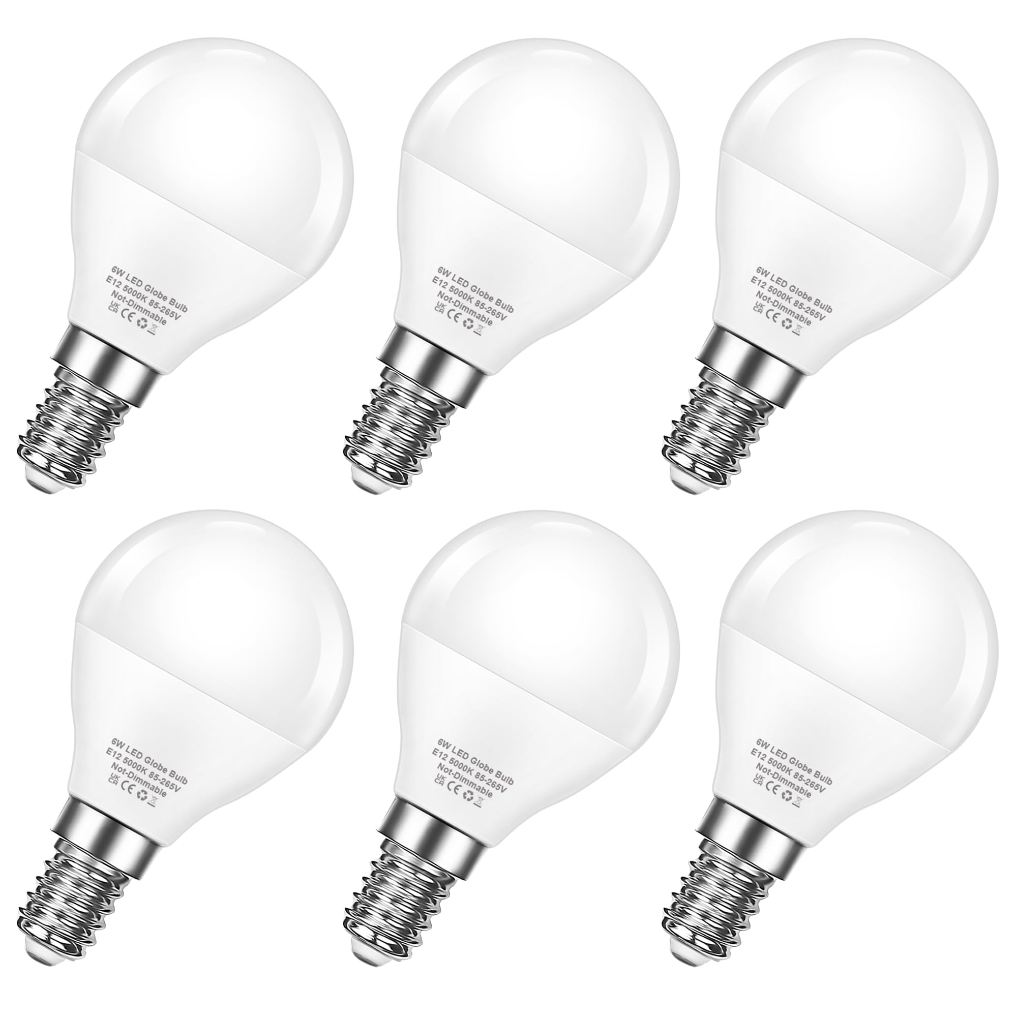 Evastary Ceiling Fan Light Bulbs, 60W Equivalent E12 Led Bulb, Super Bright 600Lm Daylight 5000K Small Base G45/A15 Shape Candel
